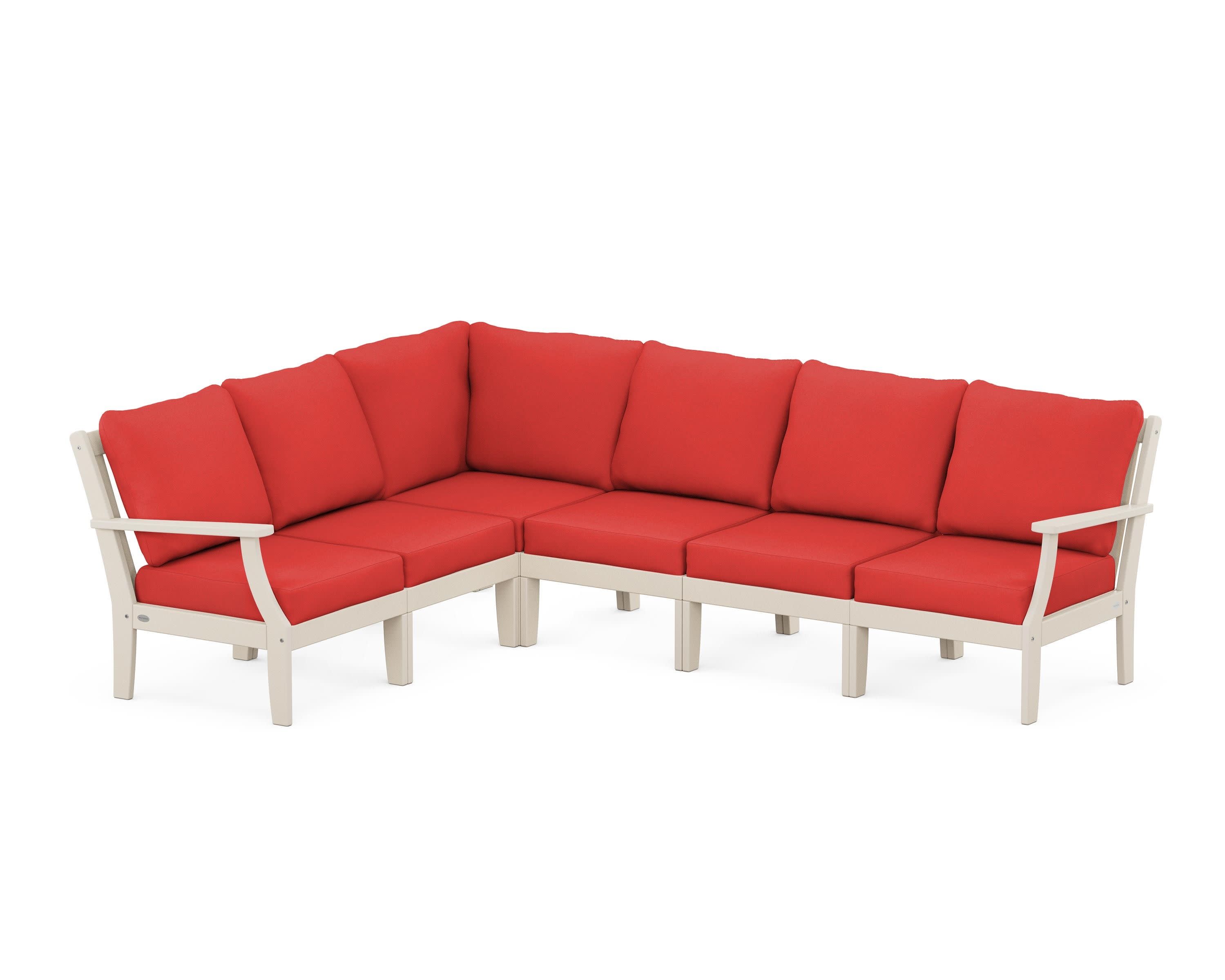 Braxton Modular 6-Piece Deep Seating Set in Sand / Crimson Linen