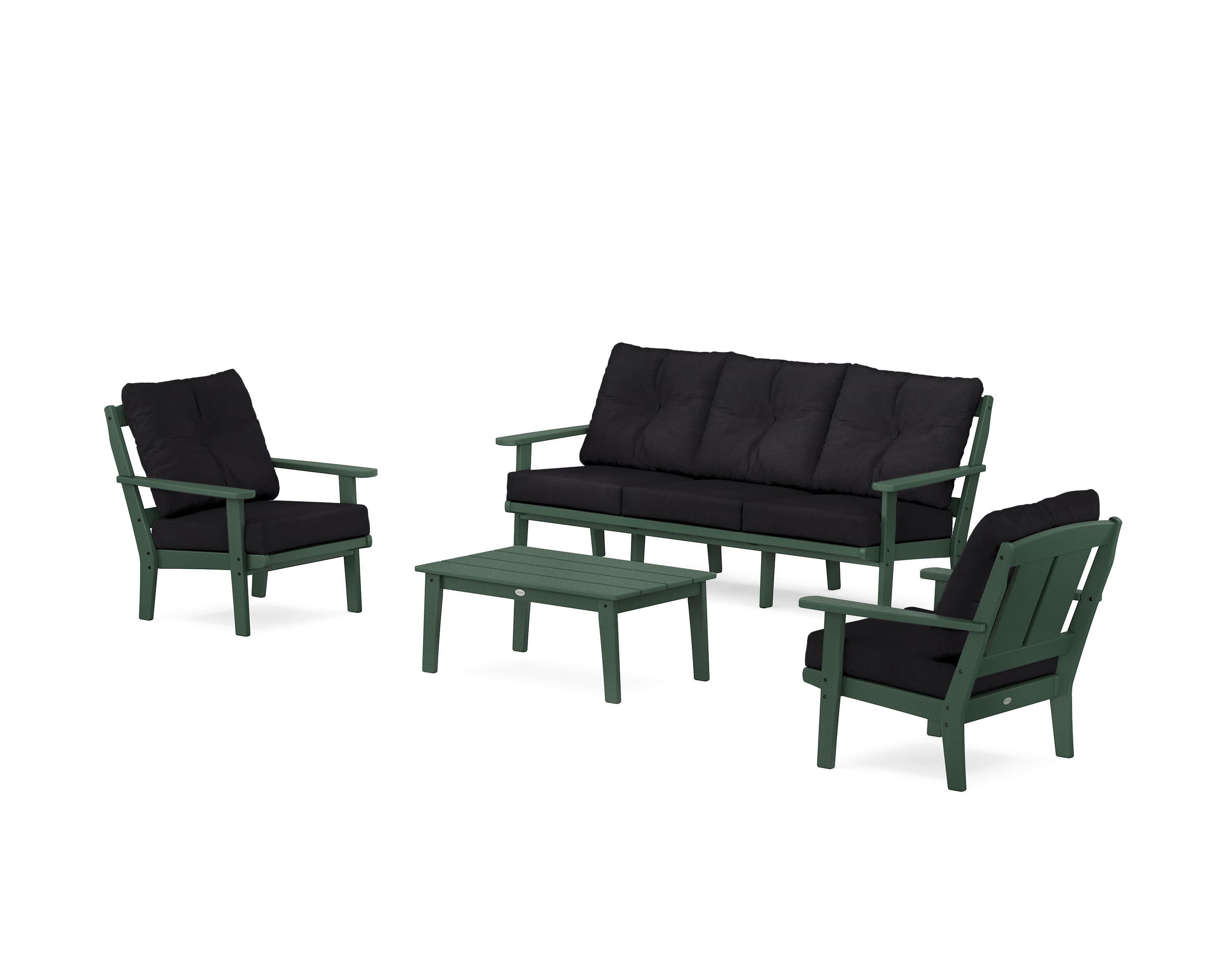 Mission 4-Piece Deep Seating Set with Sofa in Green / Midnight Linen