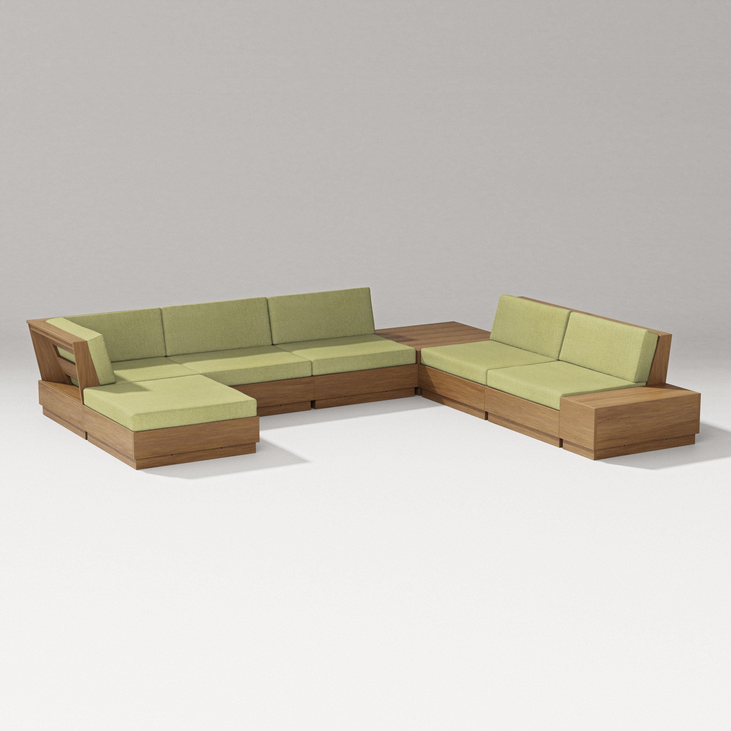 Elevate 8-Piece Corner Sectional in Natural / Chartreuse Boucle