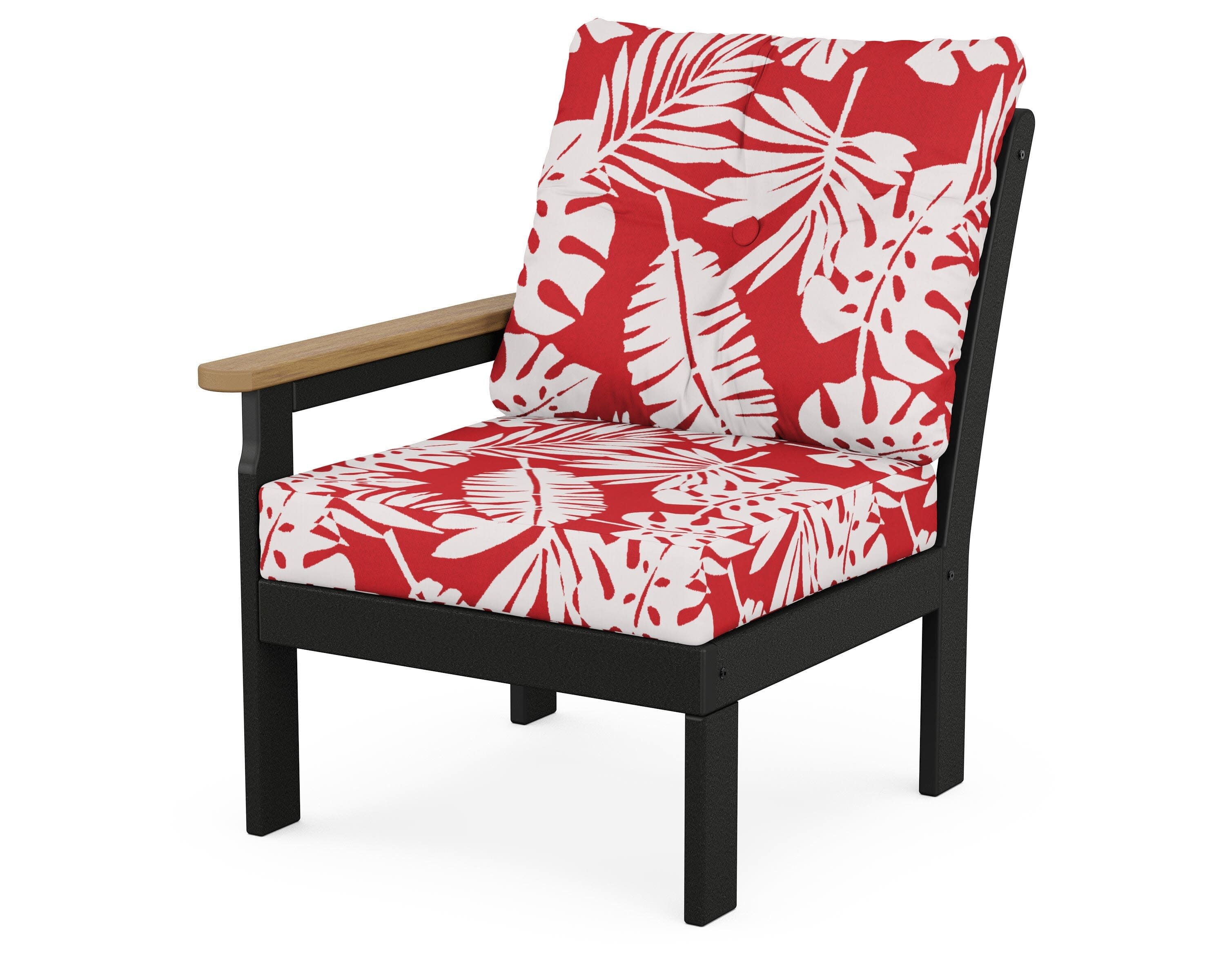 Vineyard Modular Left Arm Chair in Black / Natural / Leaf Crimson