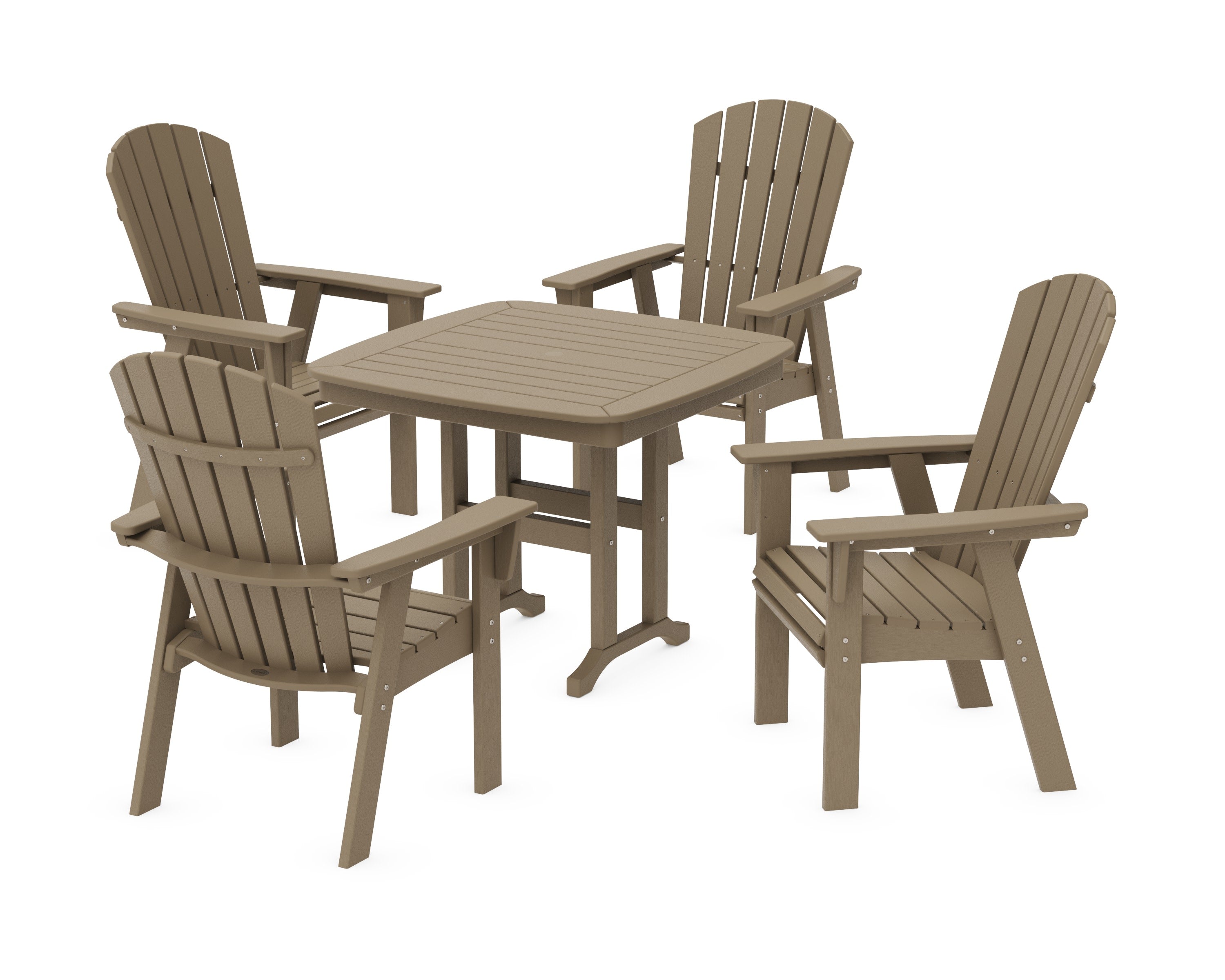Nautical Curveback Adirondack 5-Piece Dining Set in Vintage Sahara