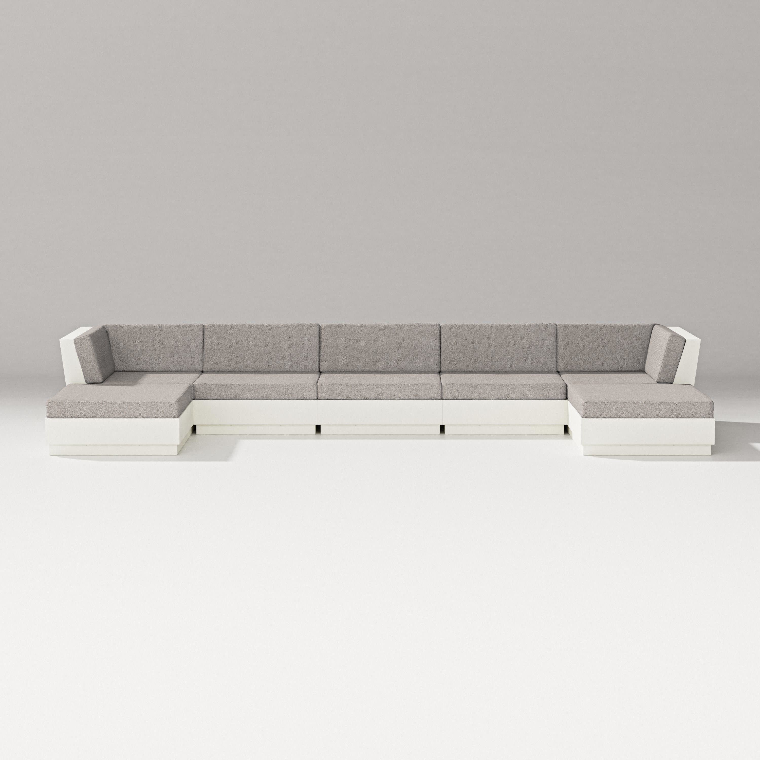 Elevate 7-Piece Double Chaise Sectional in Vintage White / Weathered Tweed