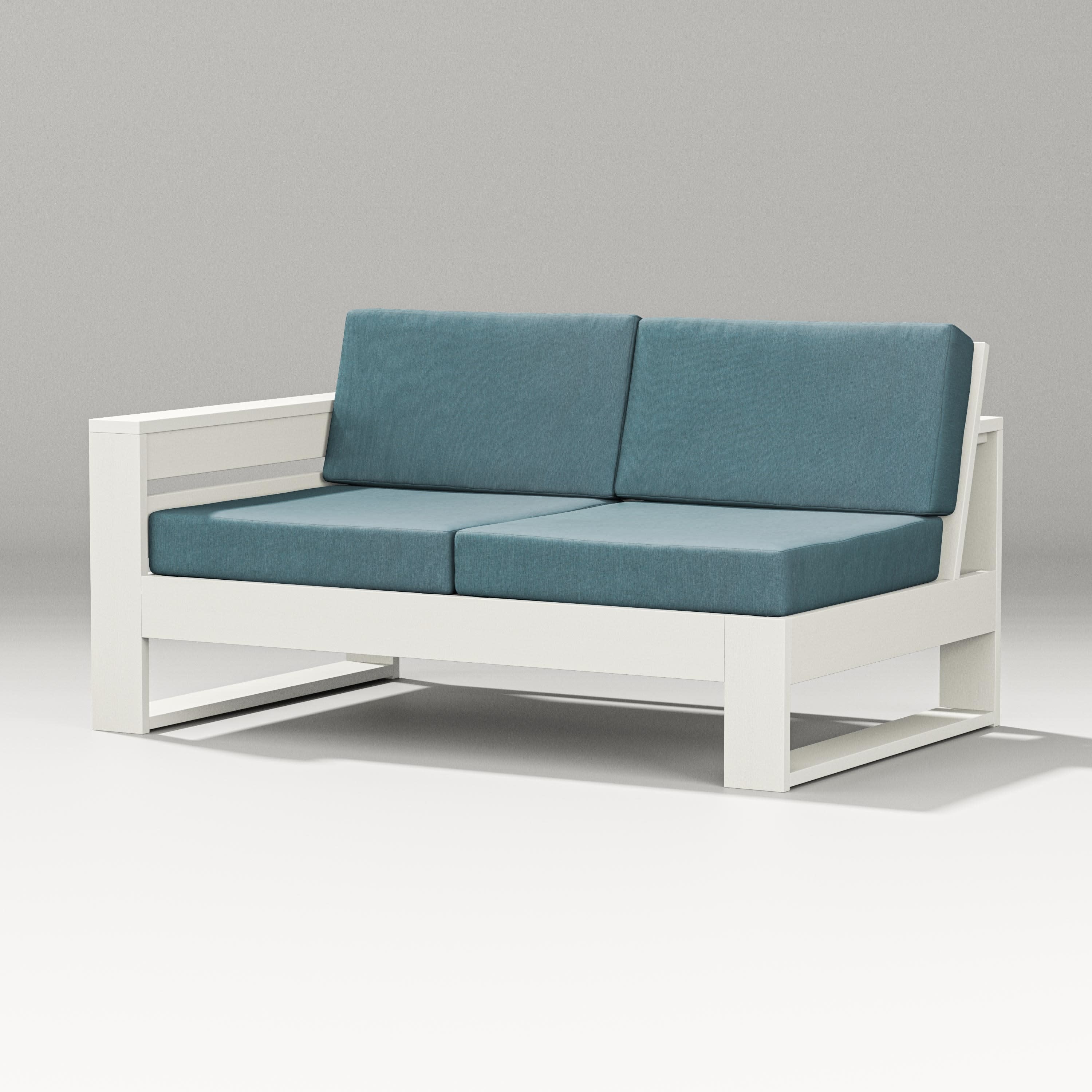 Latitude Modular Left Arm Loveseat in Vintage White / Ocean Teal