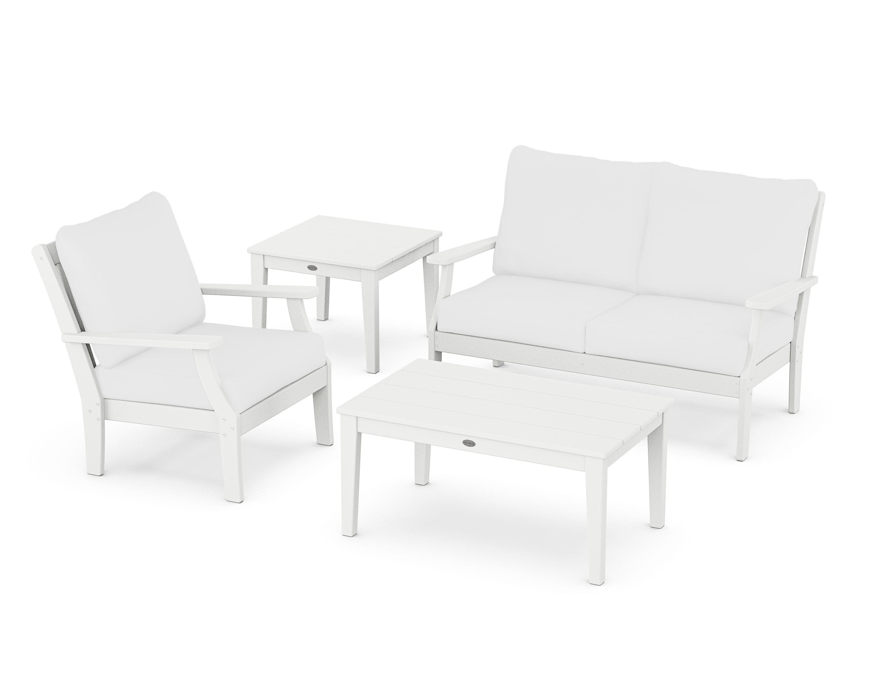 Braxton 4-Piece Deep Seating Set in White / Natural