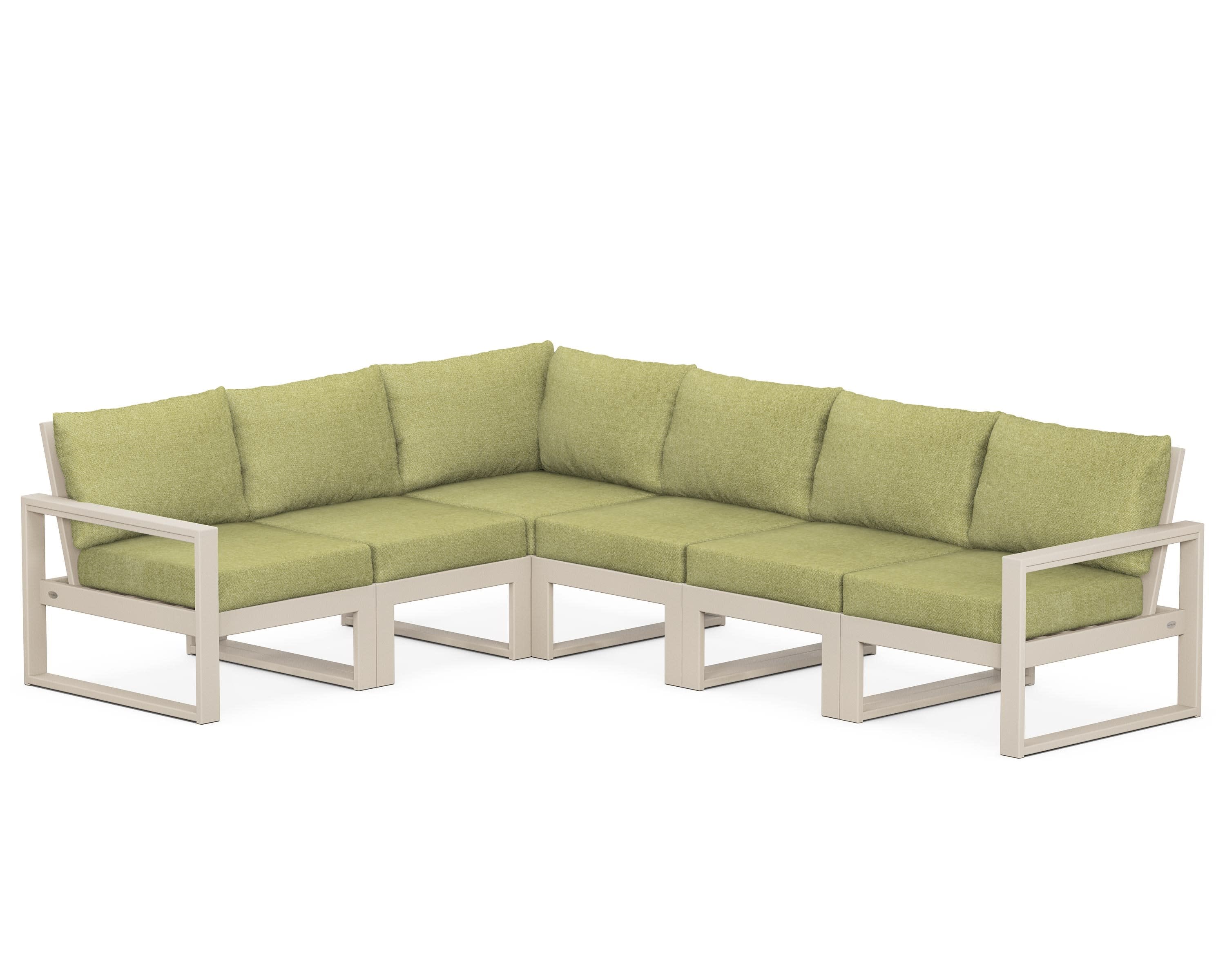 EDGE 6-Piece Modular Deep Seating Set in Sand / Chartreuse Boucle