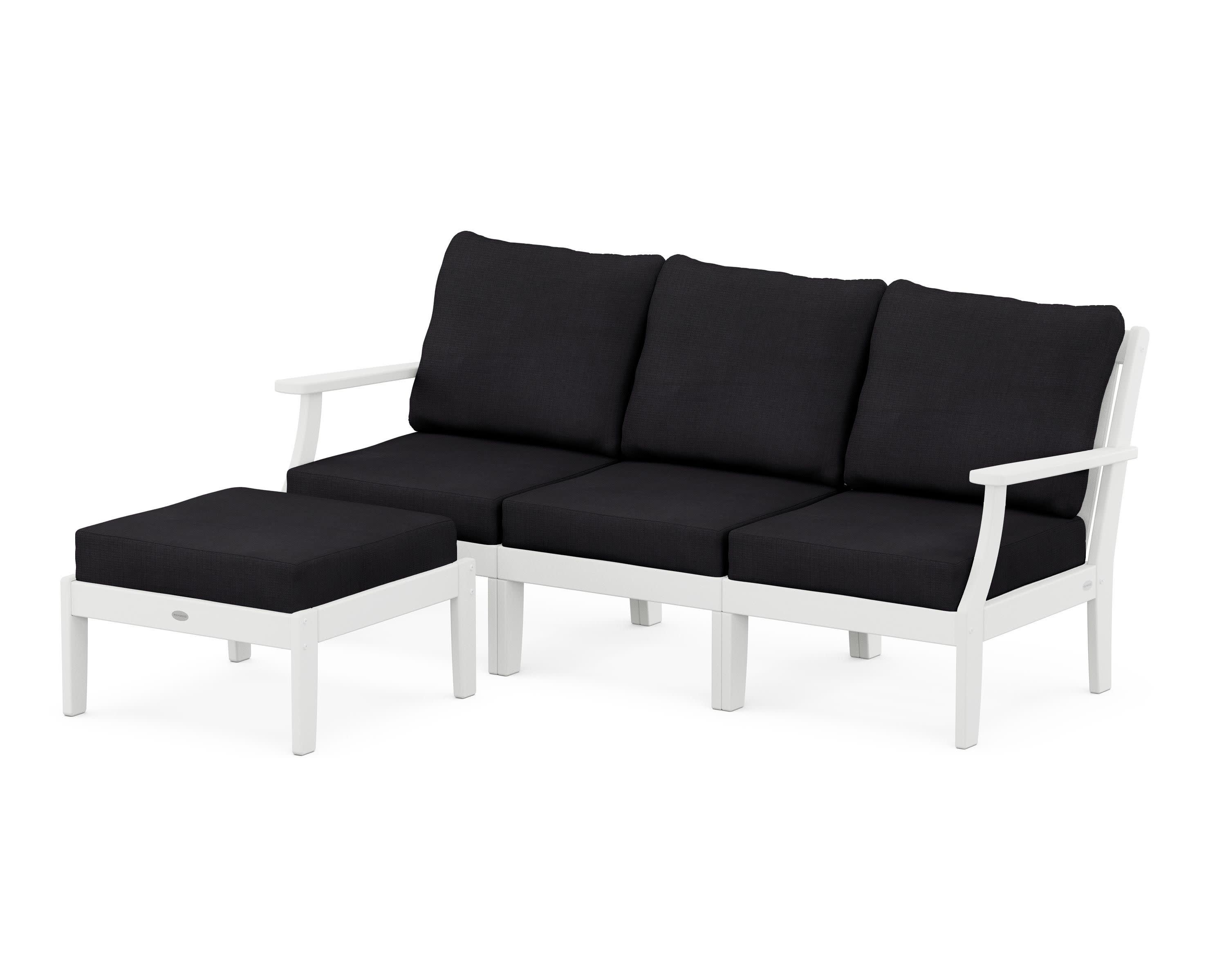 Braxton Modular 4-Piece Deep Seating Set with Ottoman in White / Midnight Linen