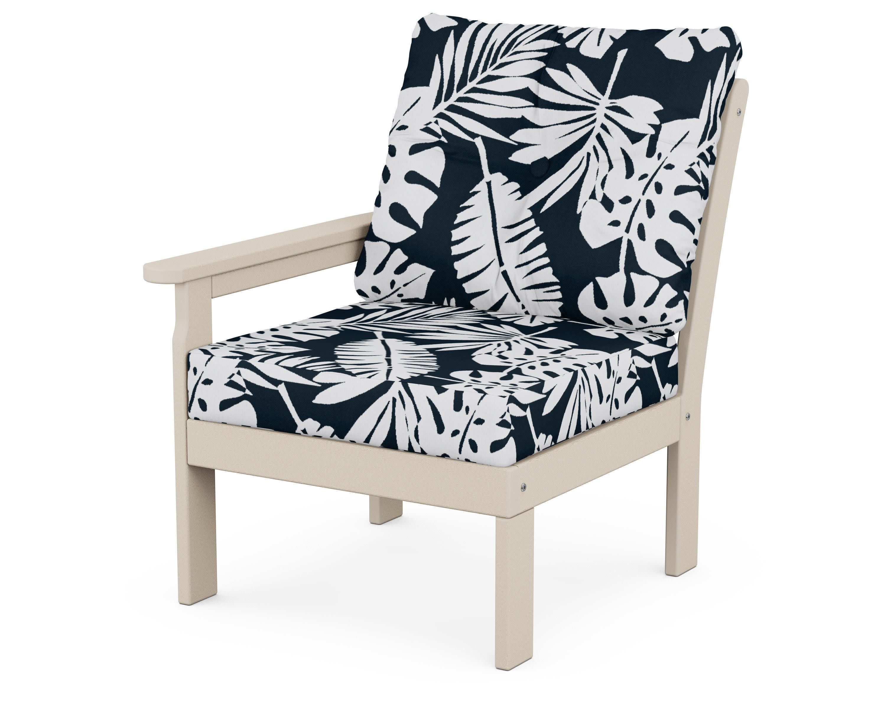 Vineyard Modular Left Arm Chair in Sand / Leaf Marine Indigo
