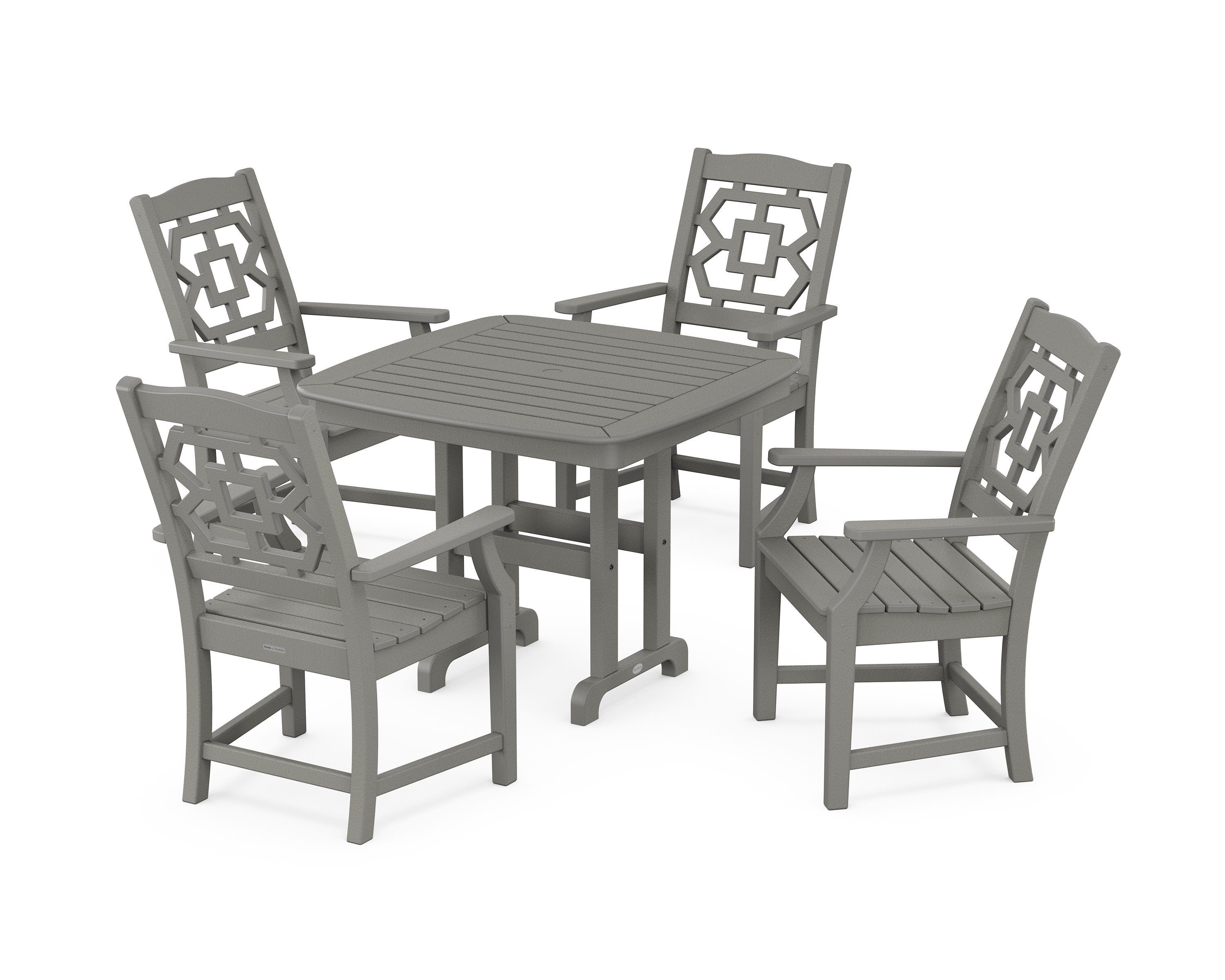 Chinoiserie 5-Piece Dining Set in Slate Grey