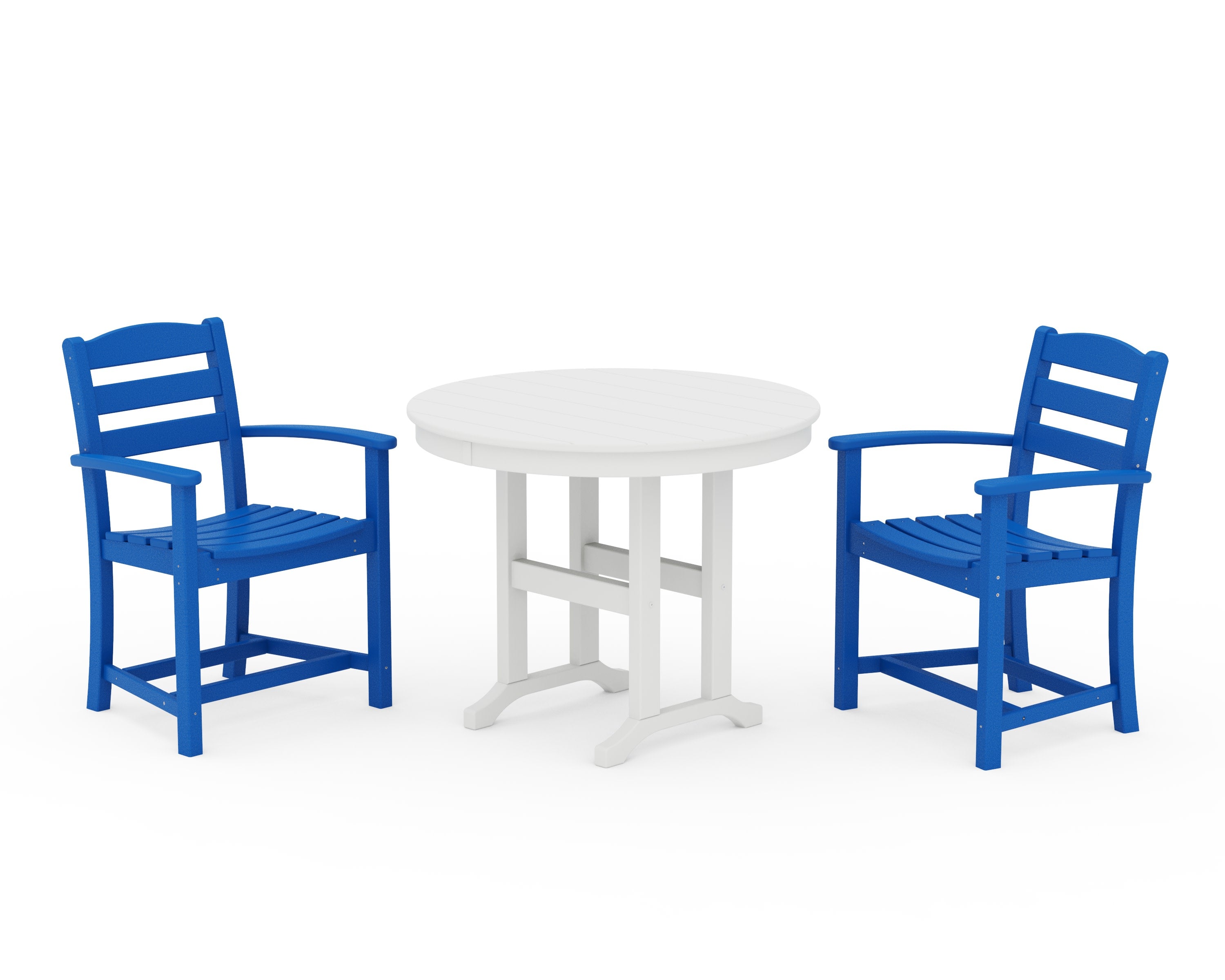 La Casa Caf 3-Piece Round Dining Set in Pacific Blue / White
