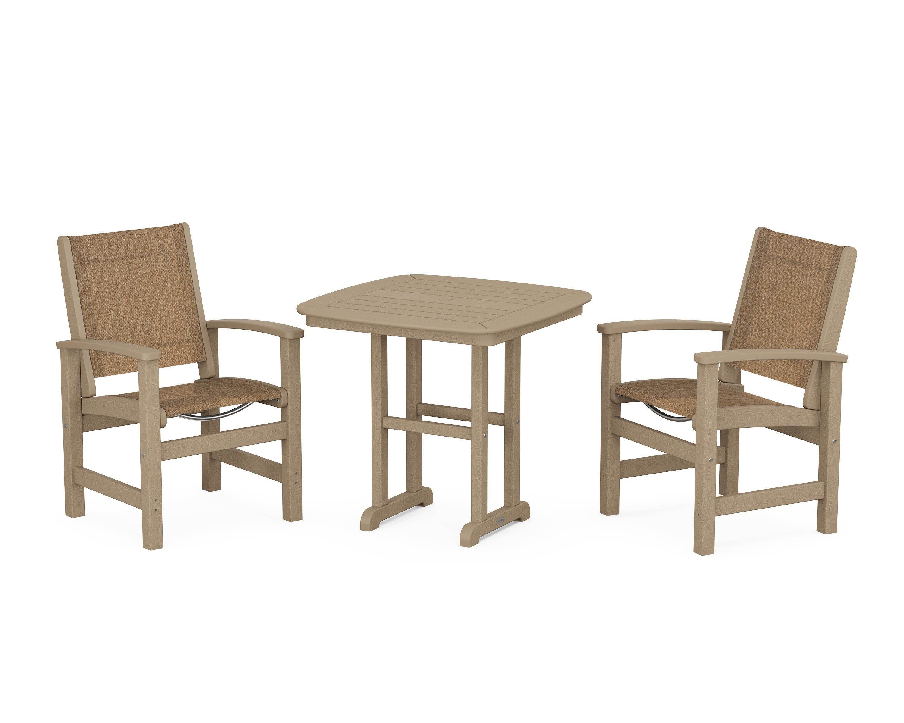 Coastal 3-Piece Dining Set in Vintage Sahara / Burlap Sling