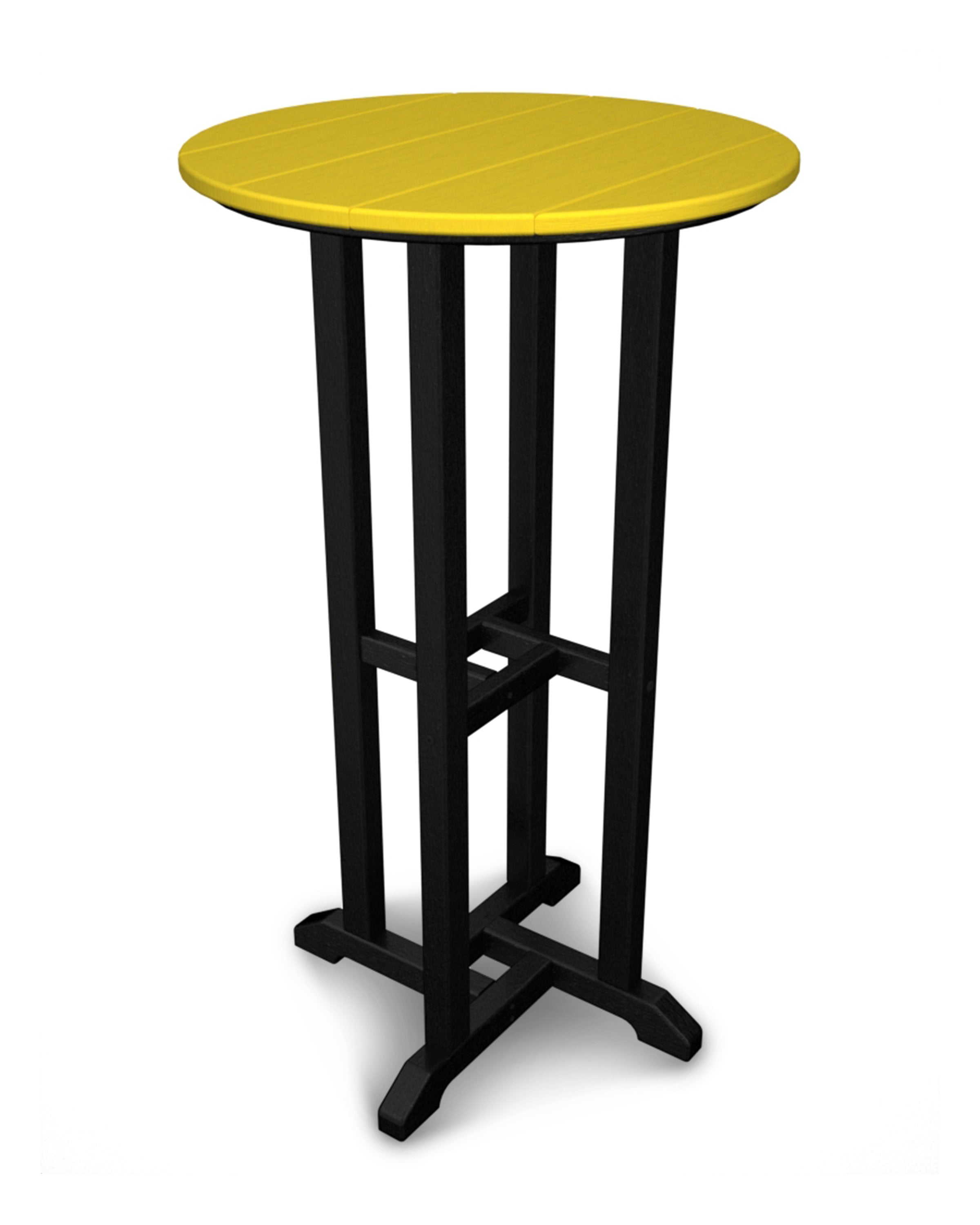 Contempo 24" Round Bar Table in Black / Lemon