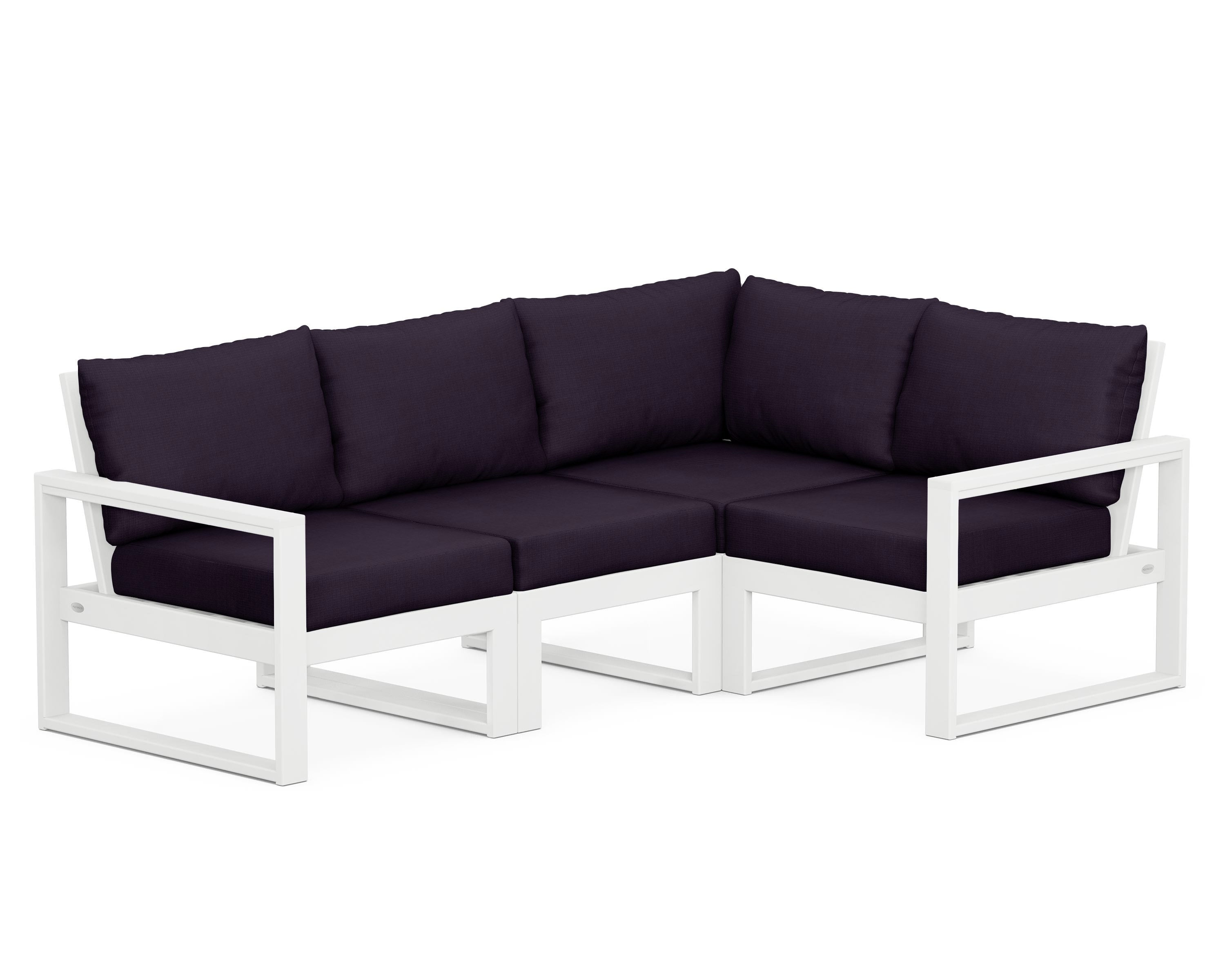 EDGE 4-Piece Modular Deep Seating Set in White / Navy Linen