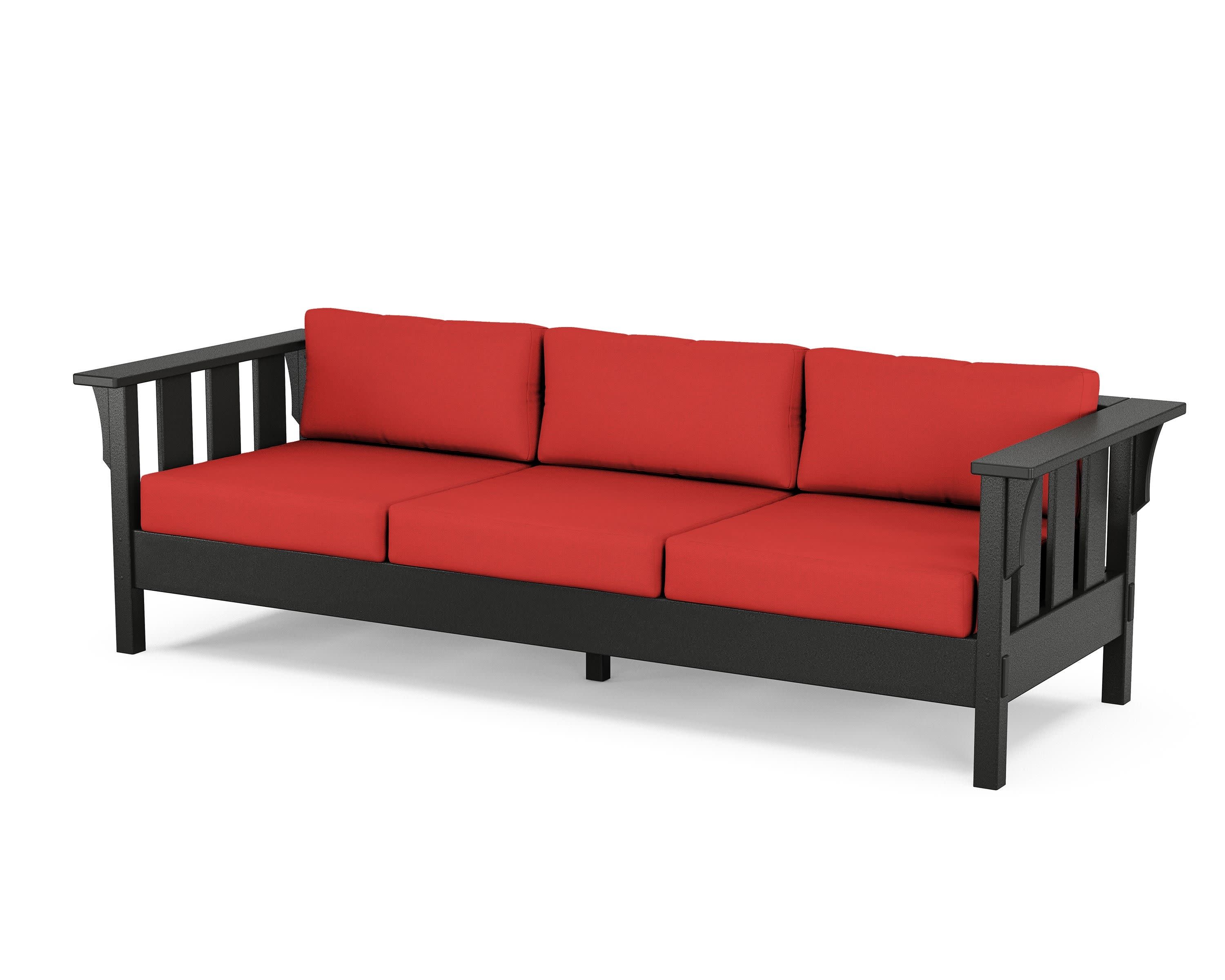 Acadia Deep Seating Sofa in Black / Crimson Linen