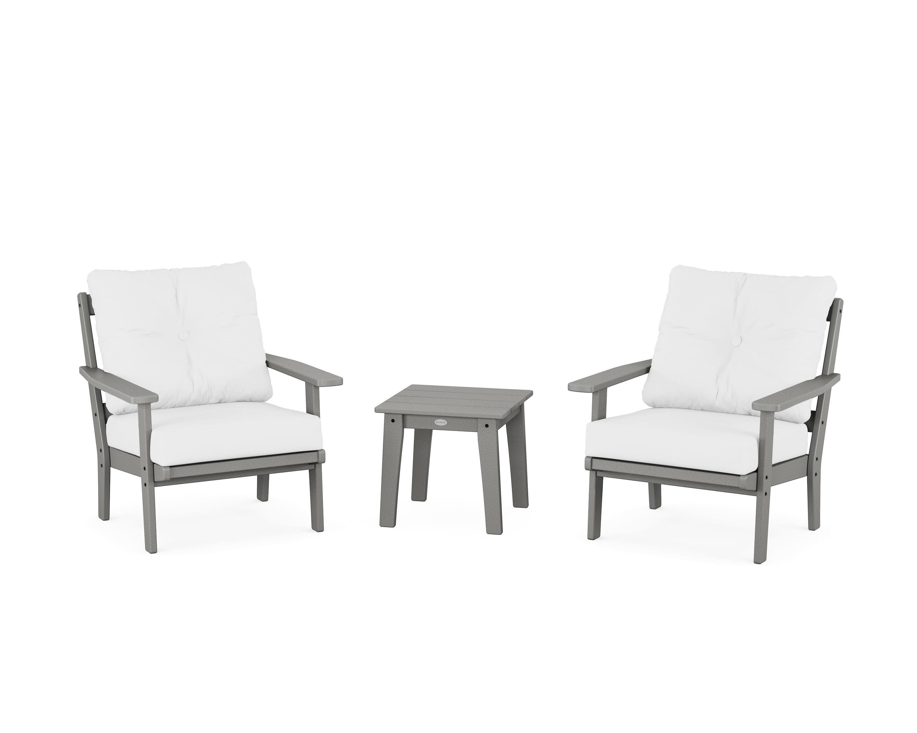 Oxford 3-Piece Deep Seating Set in Slate Grey / Natural