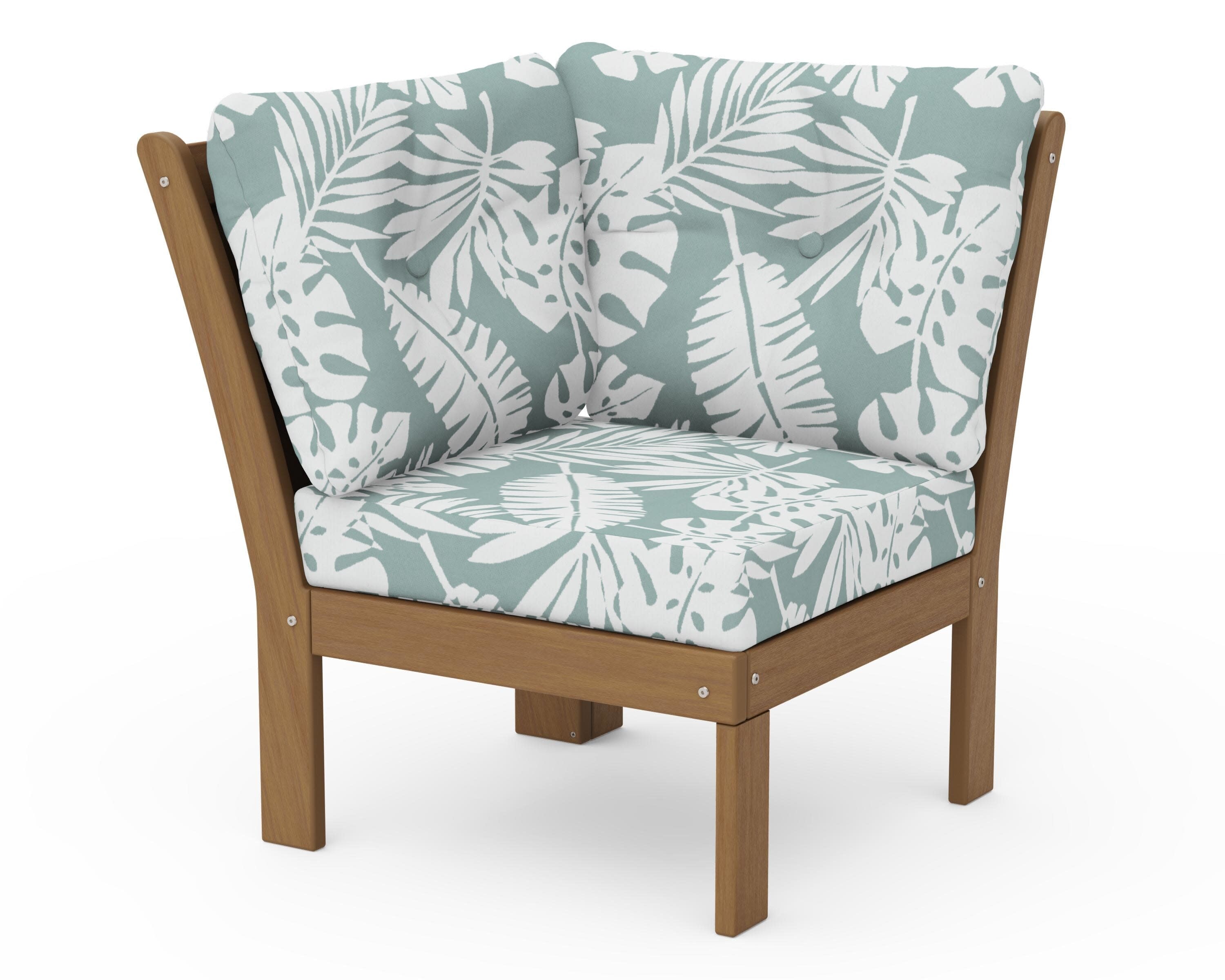 Vineyard Modular Corner Chair in Natural / Leaf Glacier Spa