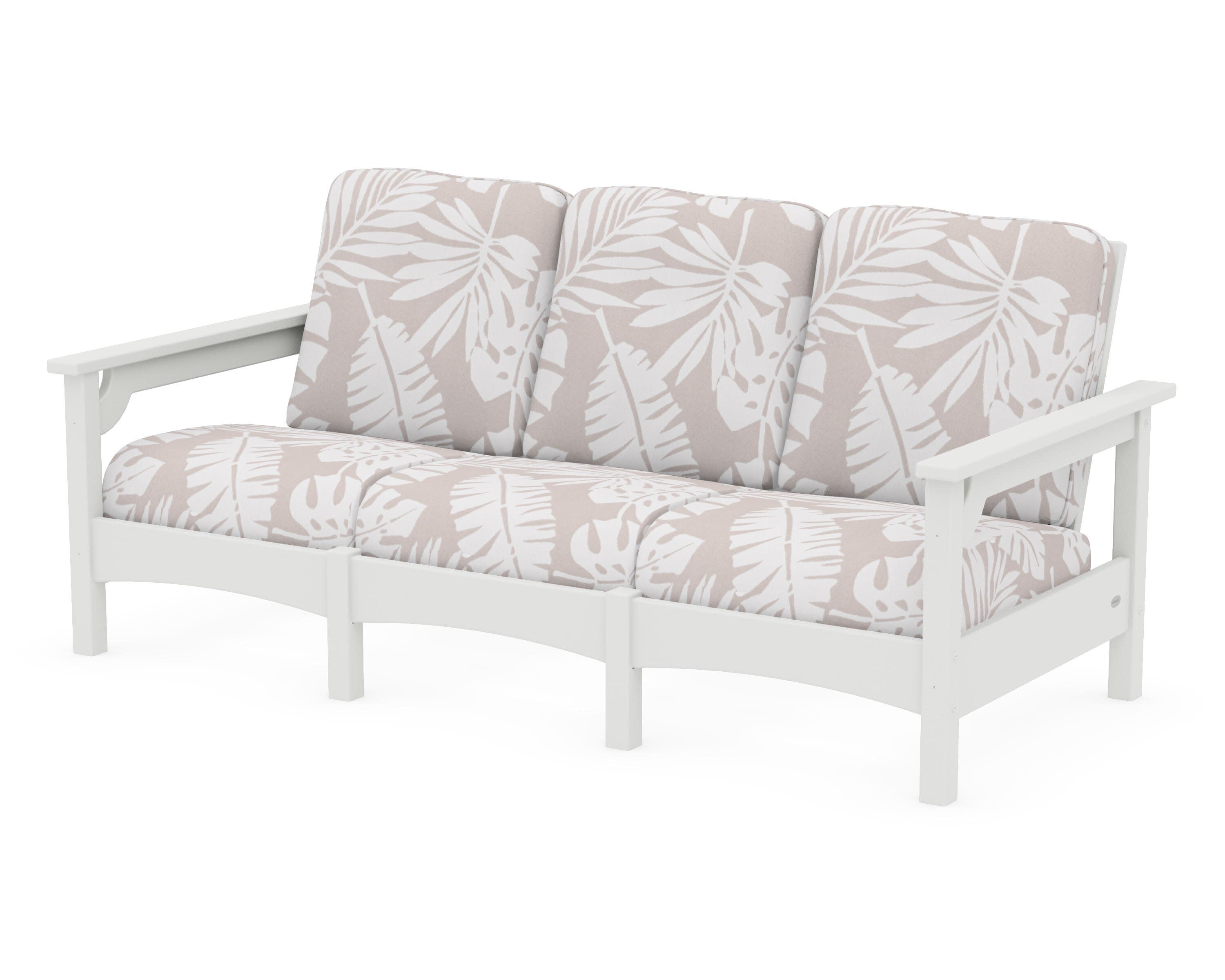 Club Sofa in Vintage White / Leaf Dune Burlap