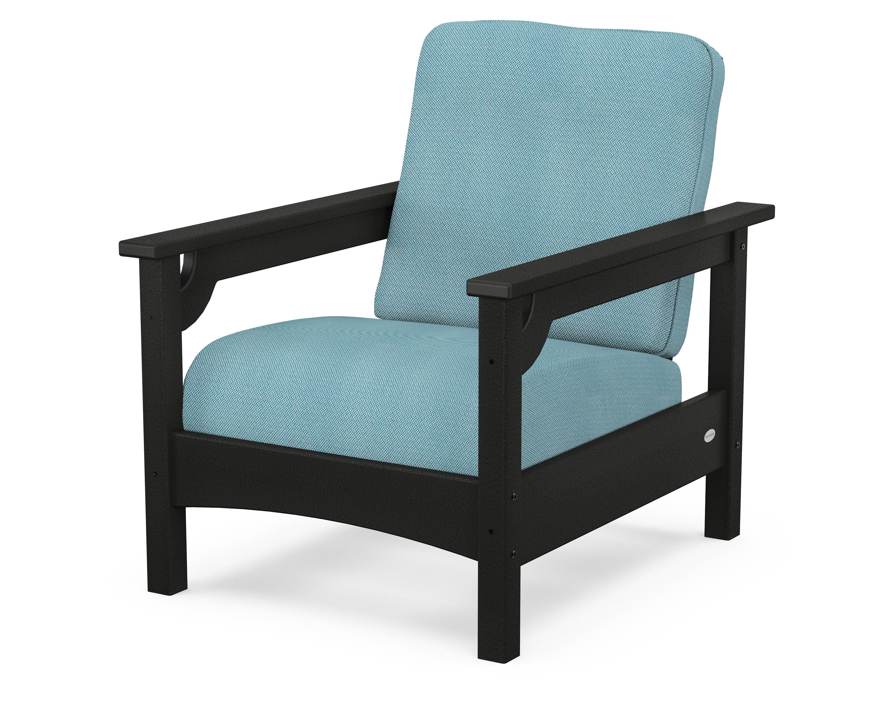 Club Chair in Black / Lattice Sky Blue
