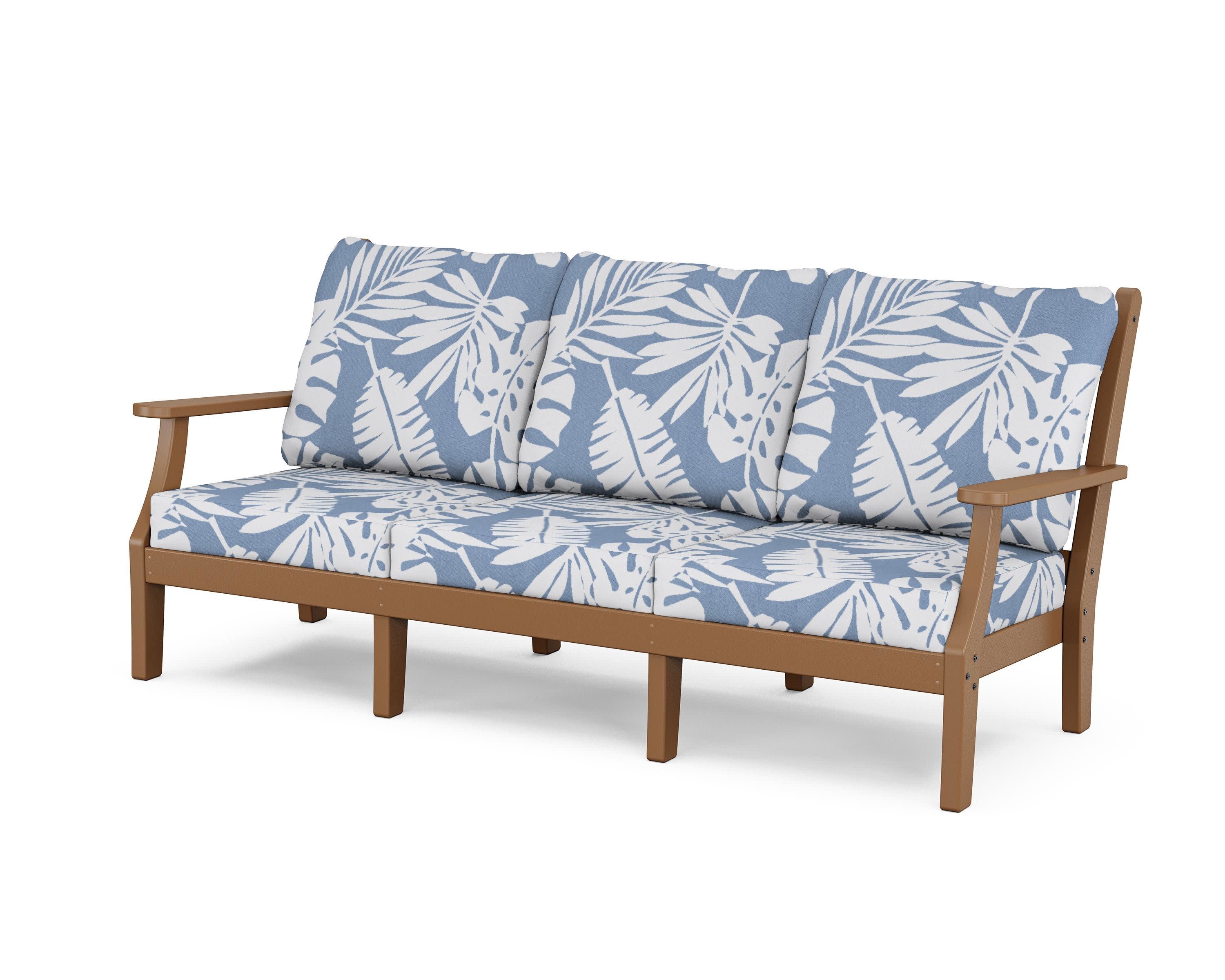 Wovendale Deep Seating Sofa in Teak / Leaf Sky Blue