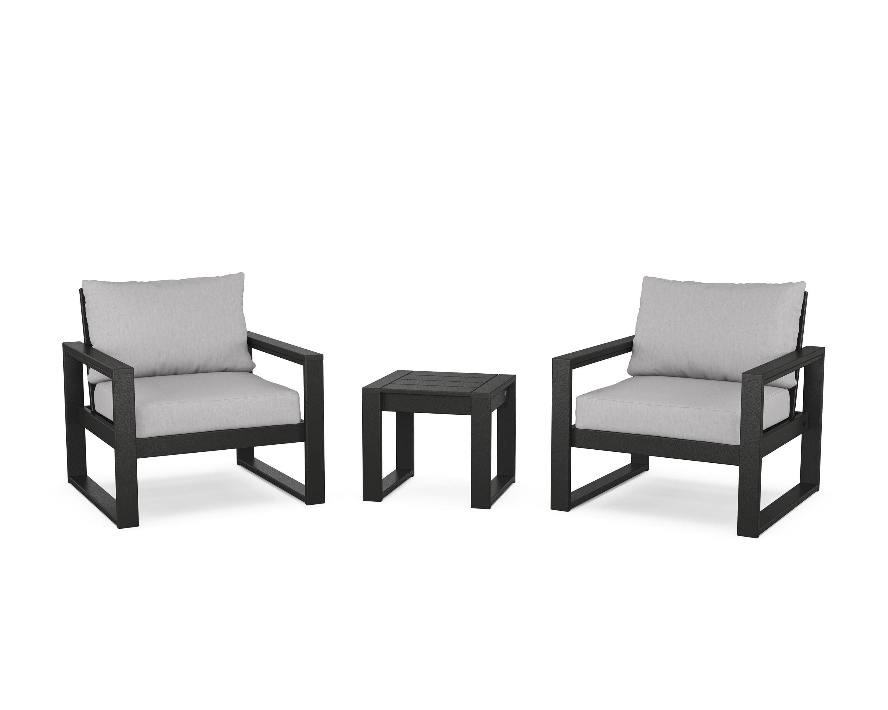 EDGE Sectional 3-Piece Deep Seating Set in Black / Granite