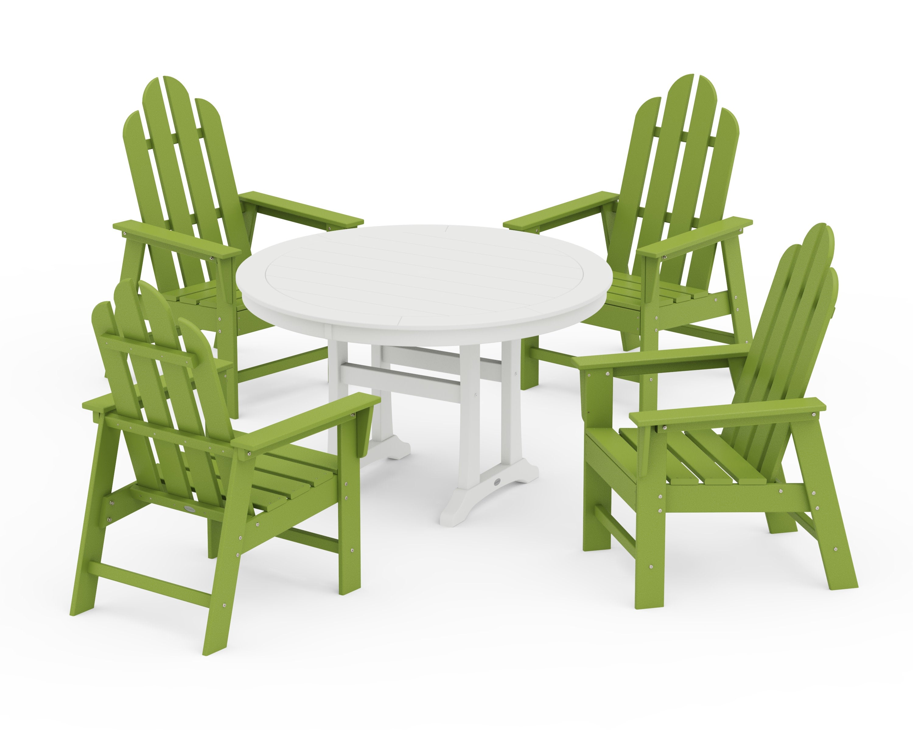 Long Island 5-Piece Round Dining Set with Trestle Legs in Lime / White