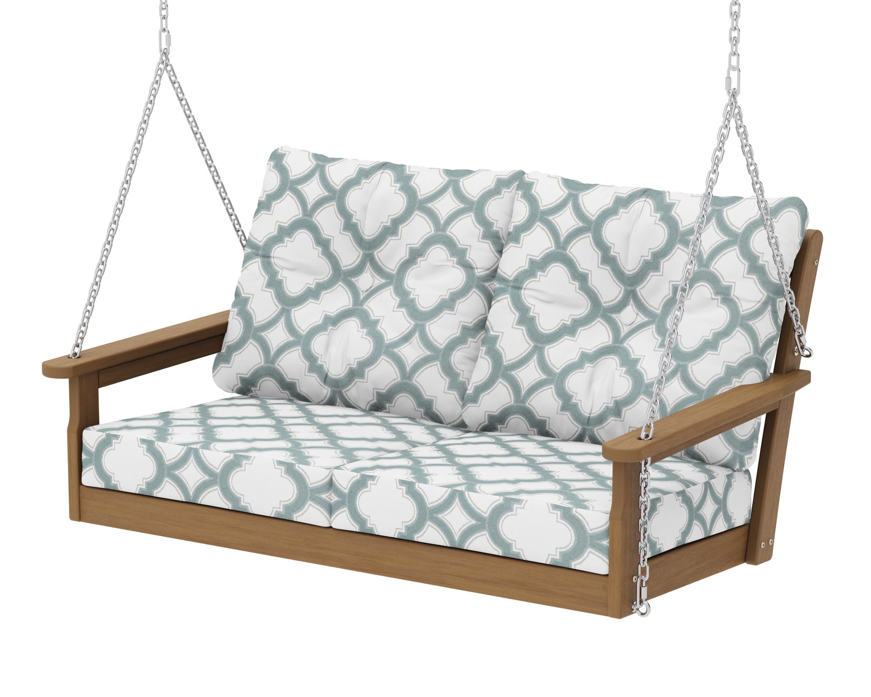 Vineyard Deep Seating Swing in Natural / Trellis Glacier Spa