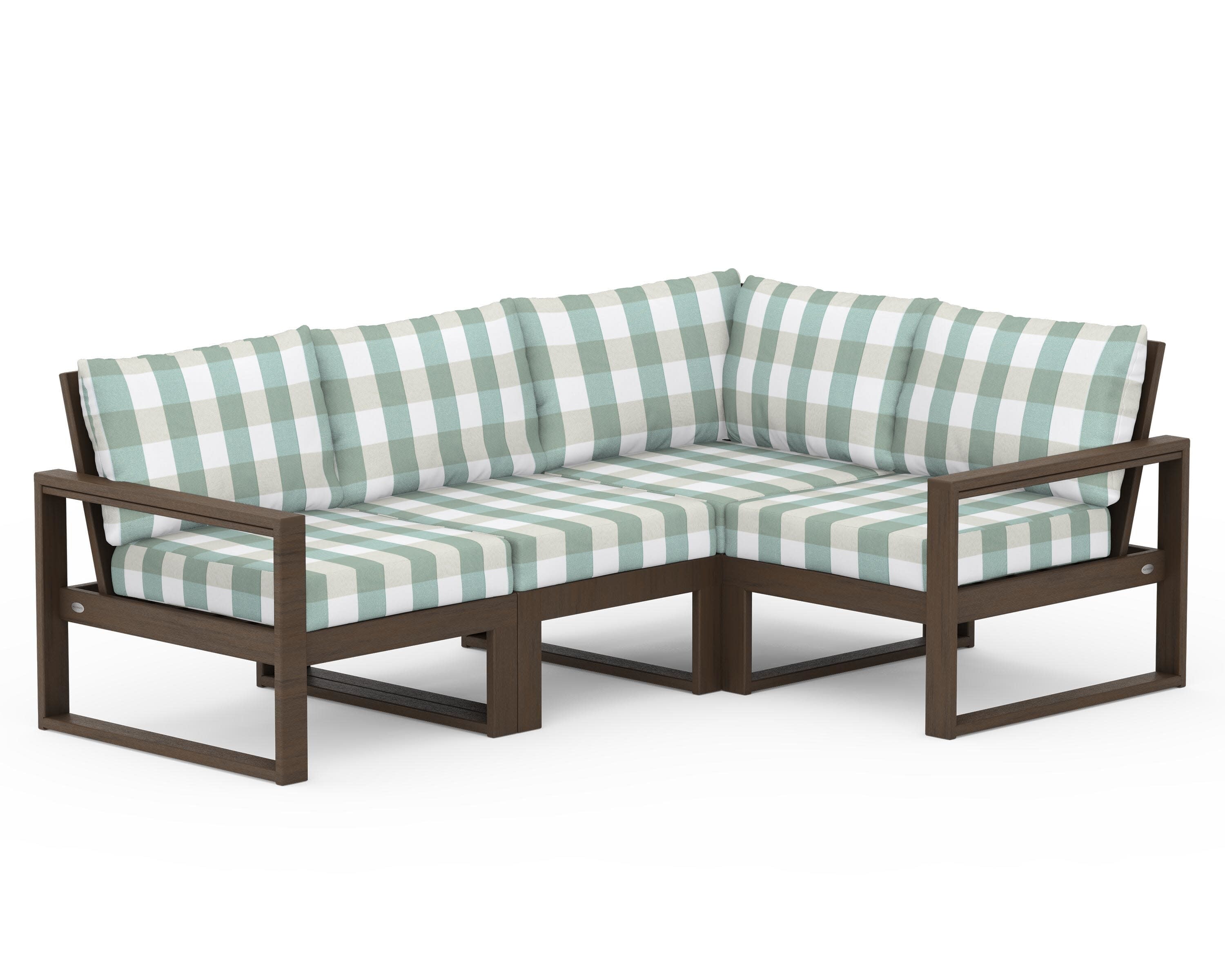 EDGE 4-Piece Modular Deep Seating Set in Kona / Buffalo Plaid Glacier Spa
