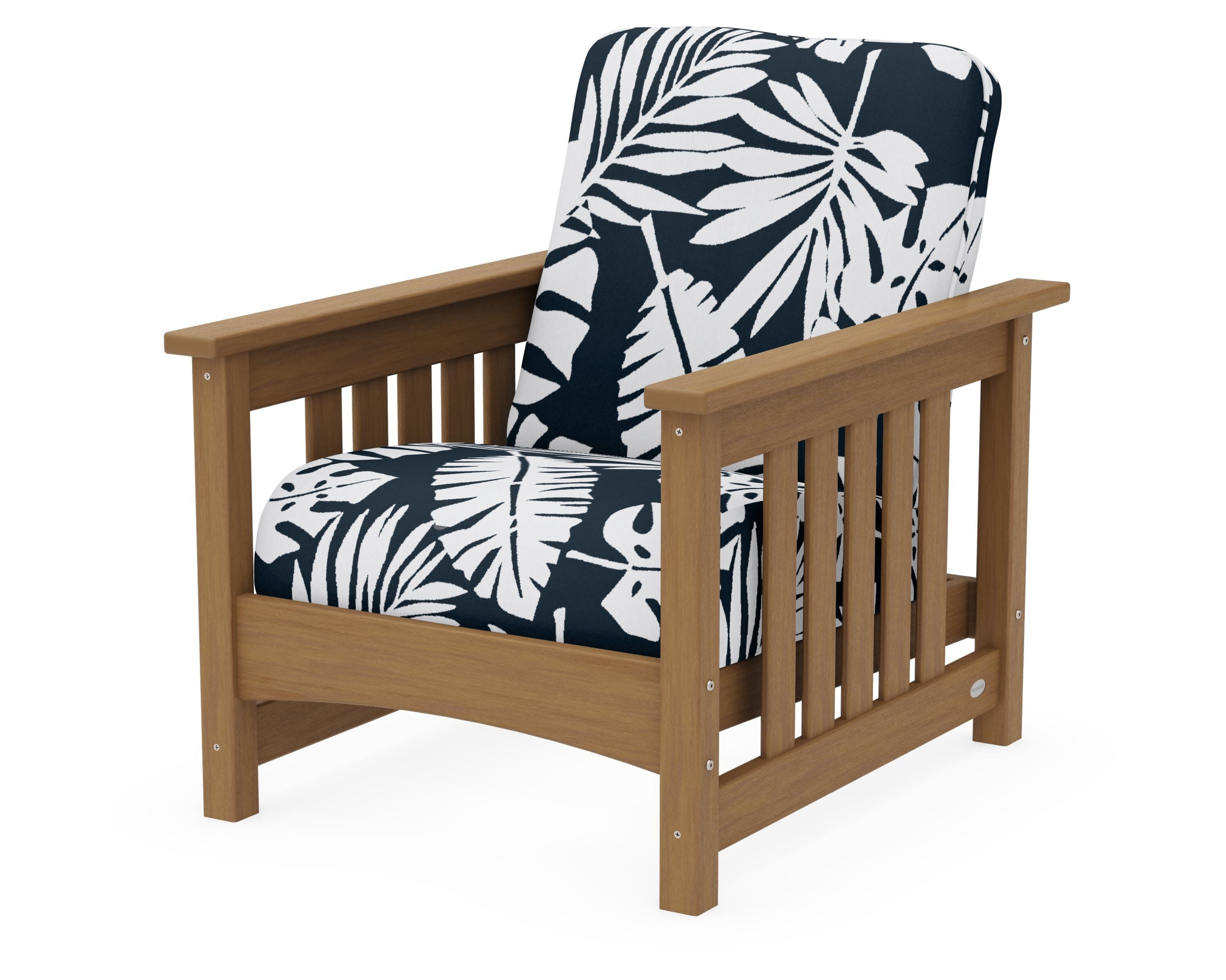 Club Mission Chair in Natural / Leaf Marine Indigo