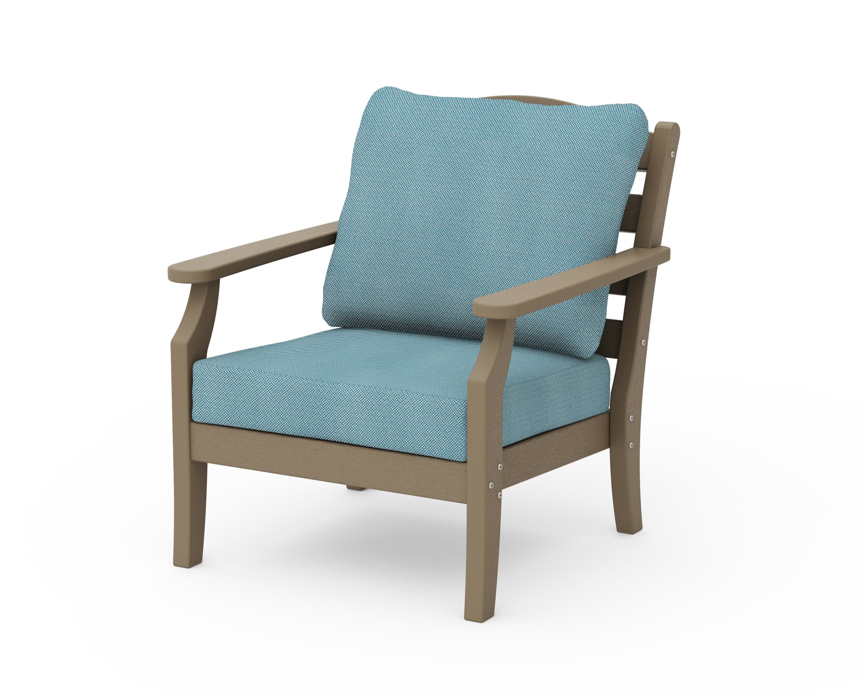 Savannah Deep Seating Chair in Vintage Sahara / Lattice Sky Blue