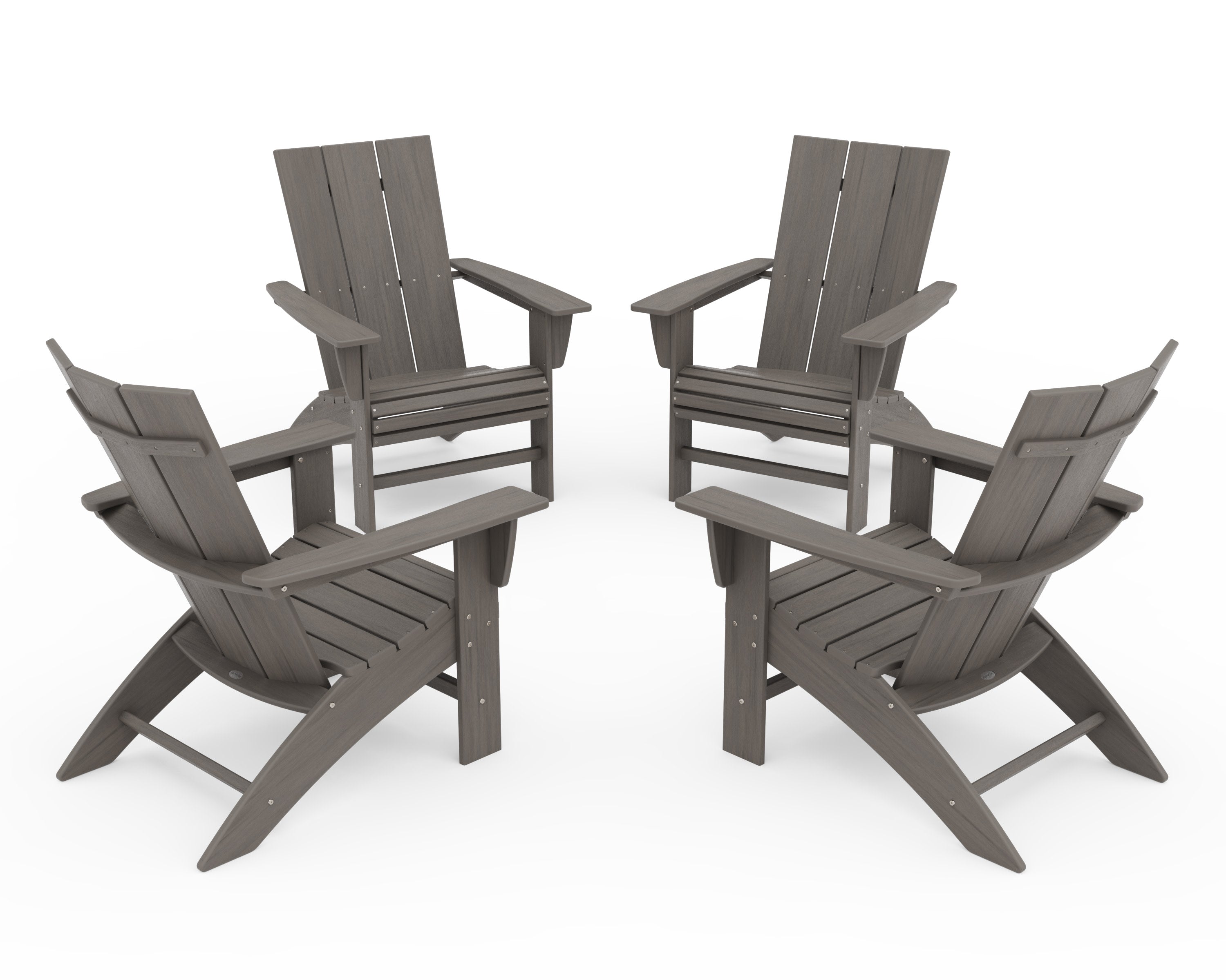 4-Piece Modern Curveback Adirondack Conversation Set in Driftwood