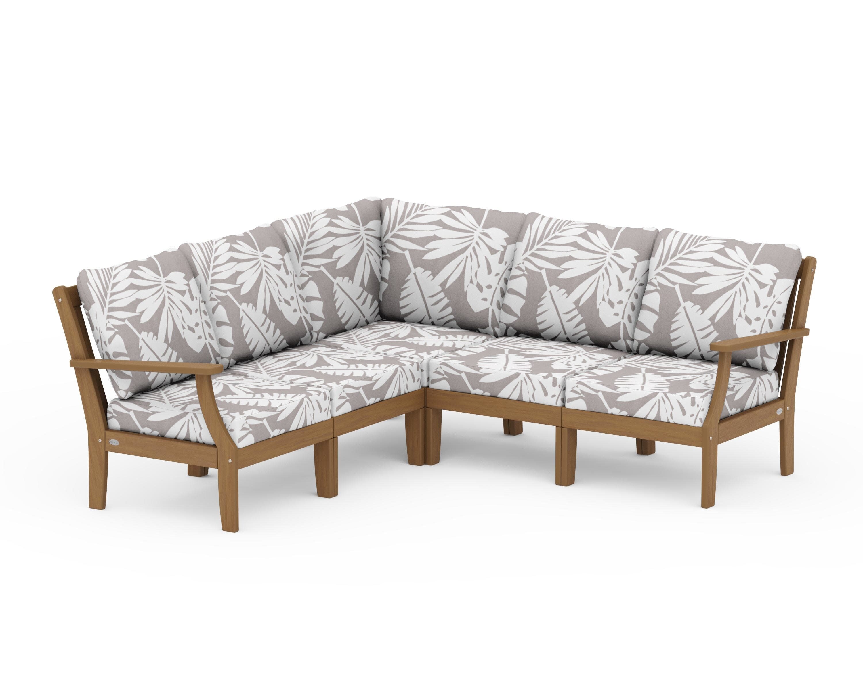 Braxton Modular 5-Piece Deep Seating Set in Natural / Leaf Grey Mist