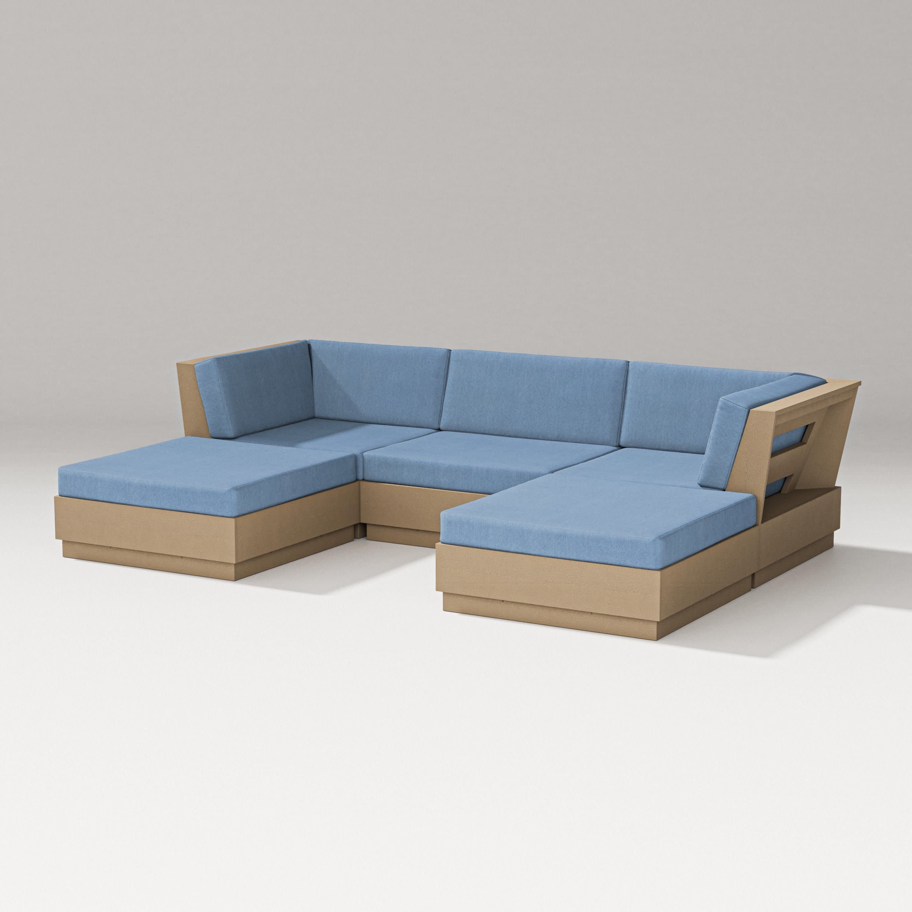 Elevate Double Chaise Sectional in Vintage Sahara / Sky Blue
