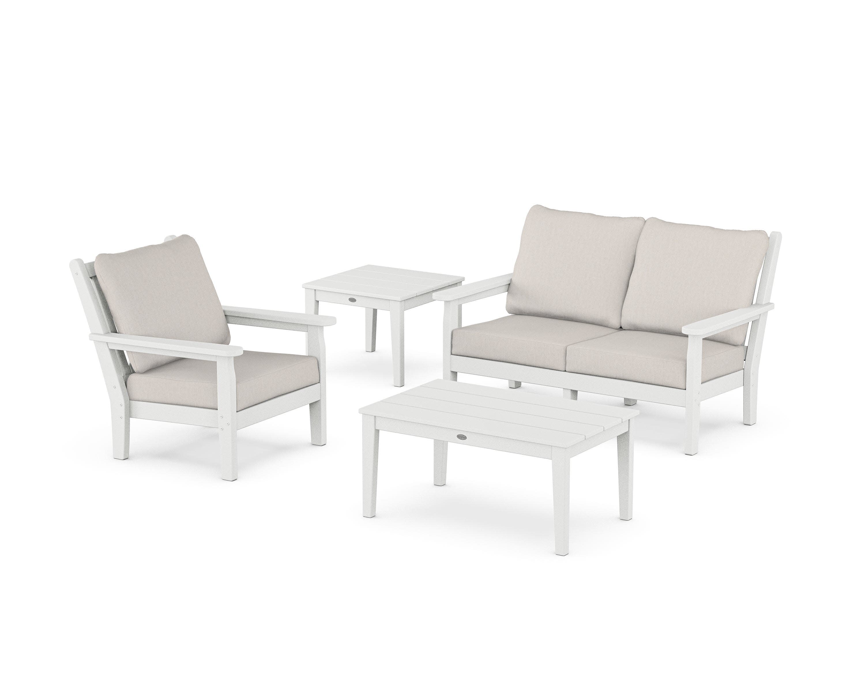 Chippendale 4-Piece Deep Seating Set in White / Cast Ash