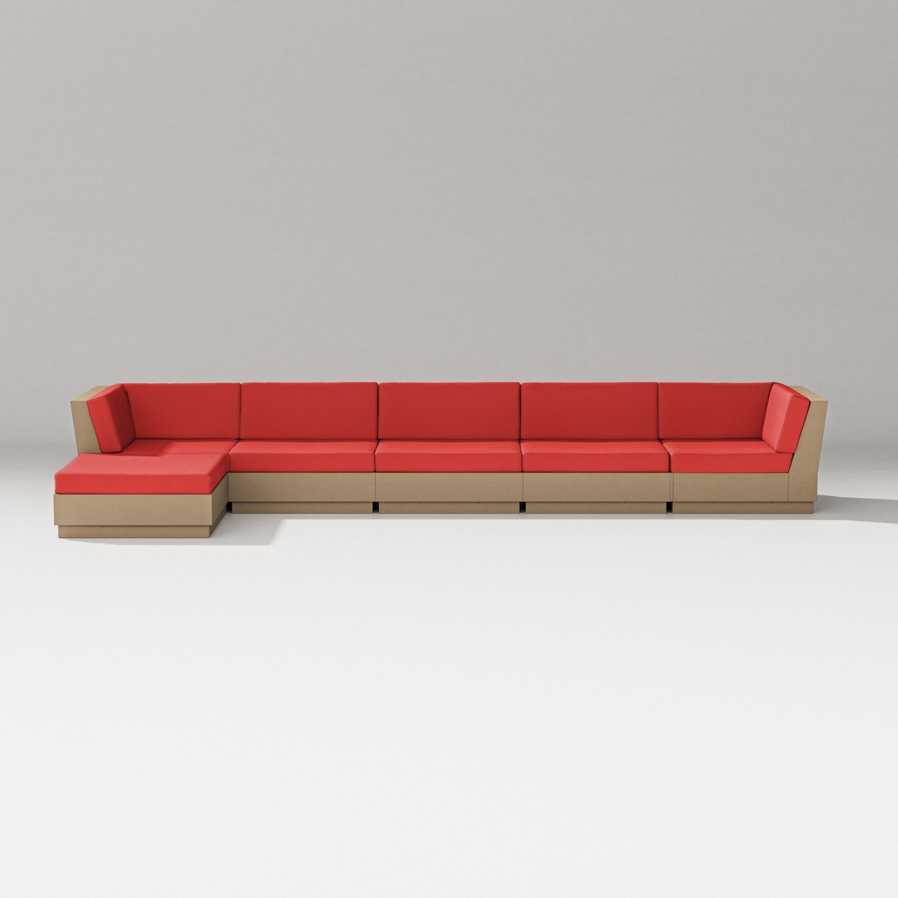 Elevate 6-Piece Chaise Sectional in Vintage Sahara / Crimson Linen
