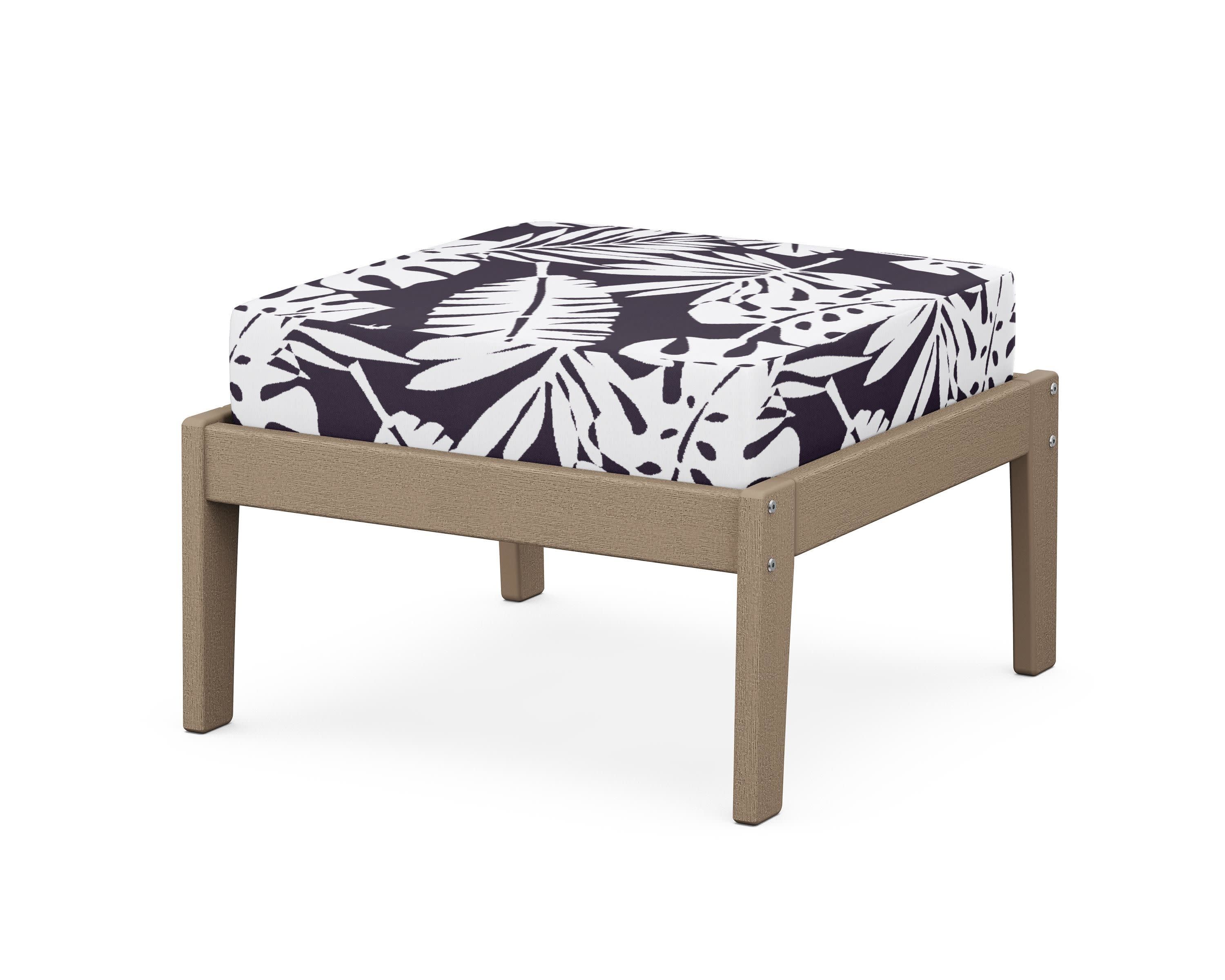 Deep Seating Ottoman in Vintage Sahara / Leaf Navy
