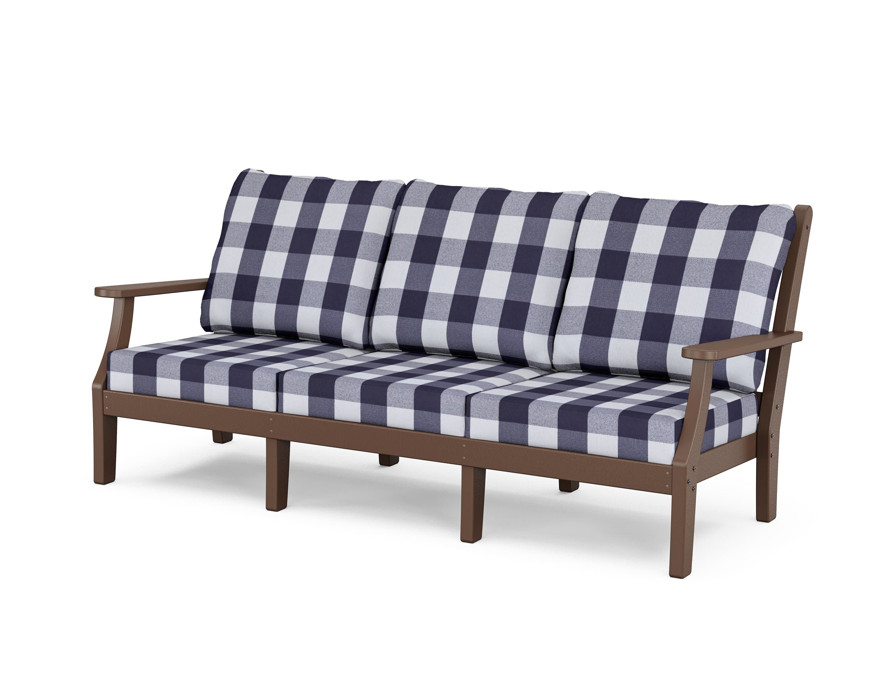Wovendale Deep Seating Sofa in Mahogany / Buffalo Plaid Navy