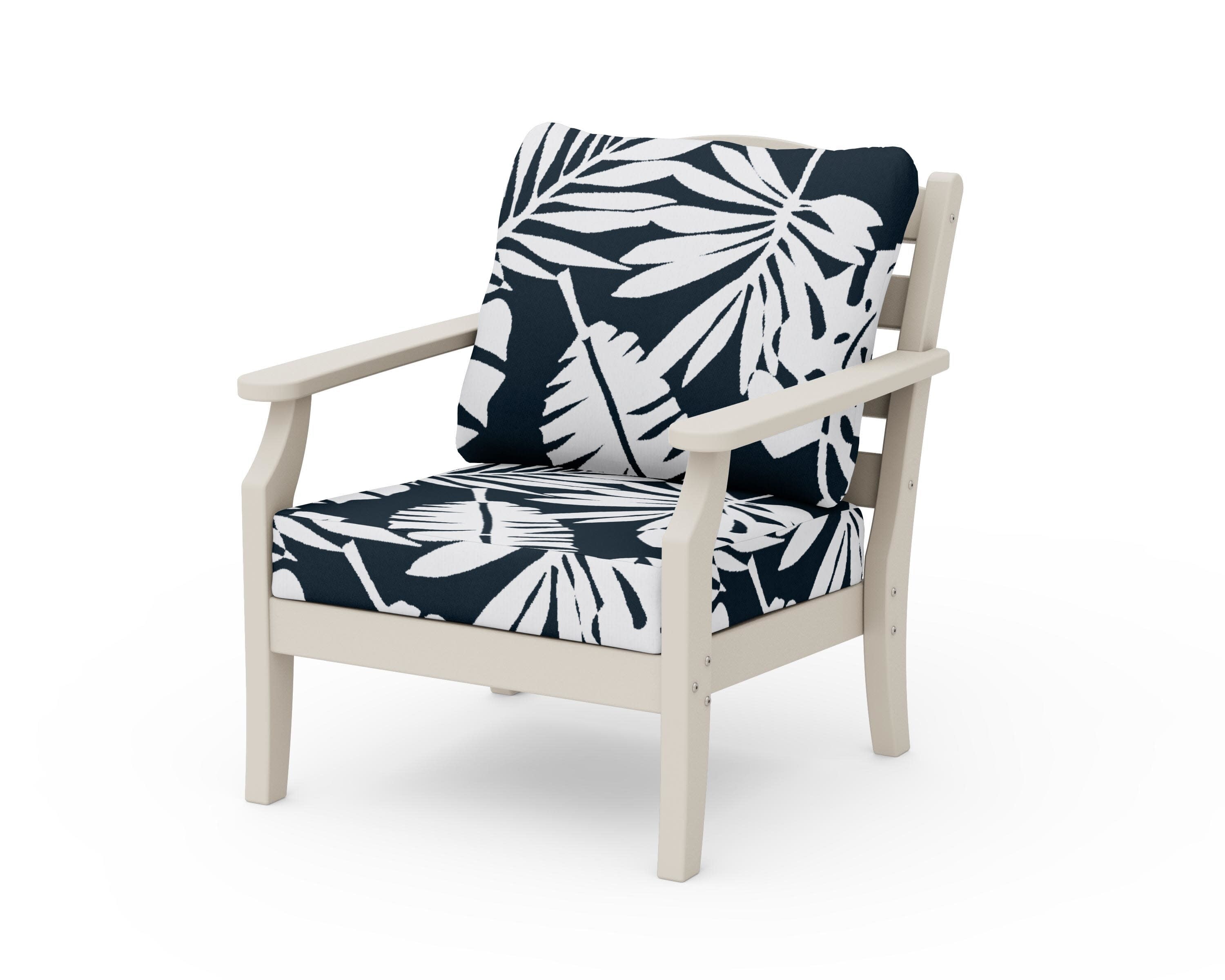 Savannah Deep Seating Chair in Sand / Leaf Marine Indigo