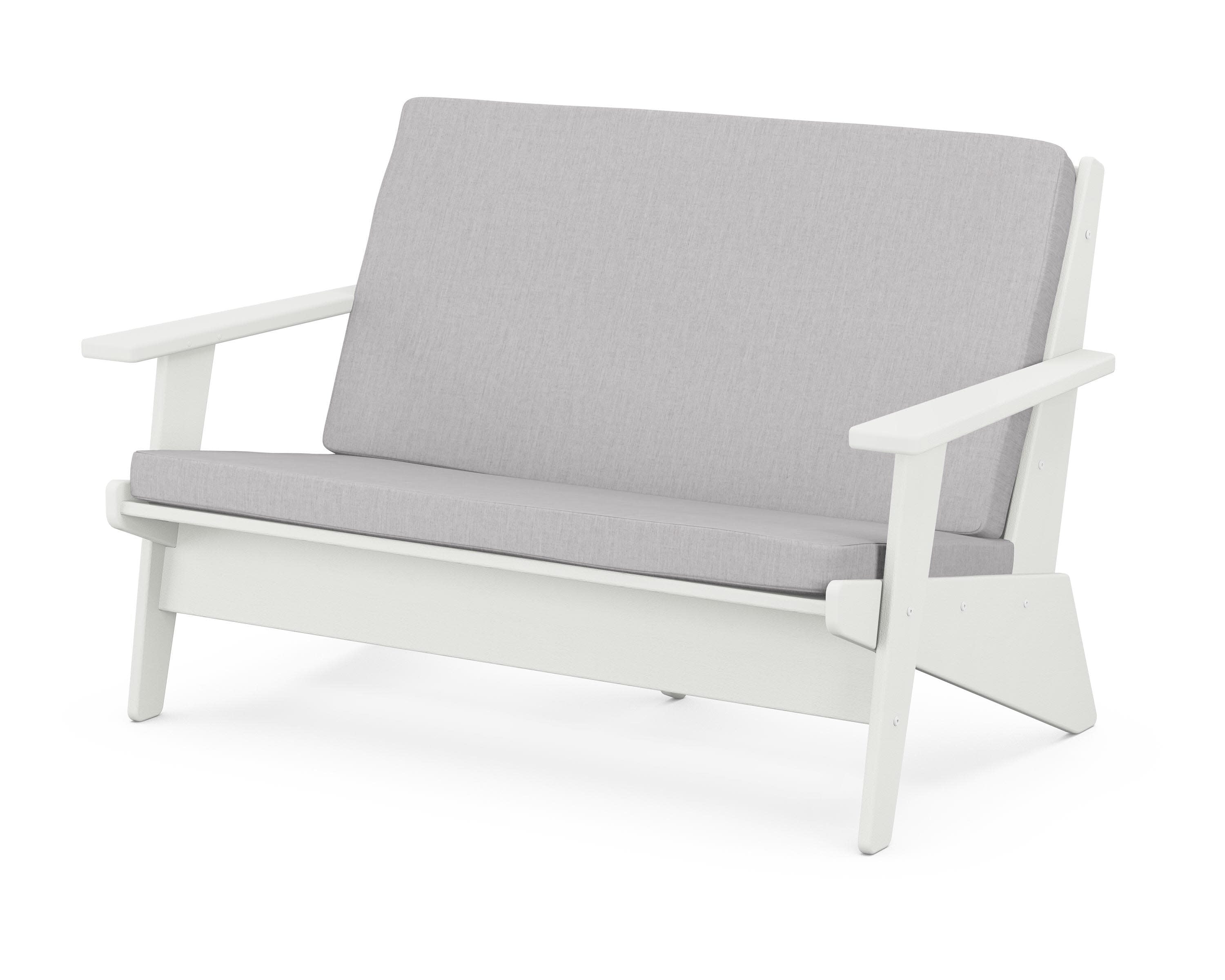 Riviera Modern Lounge Loveseat in Vintage White / Granite