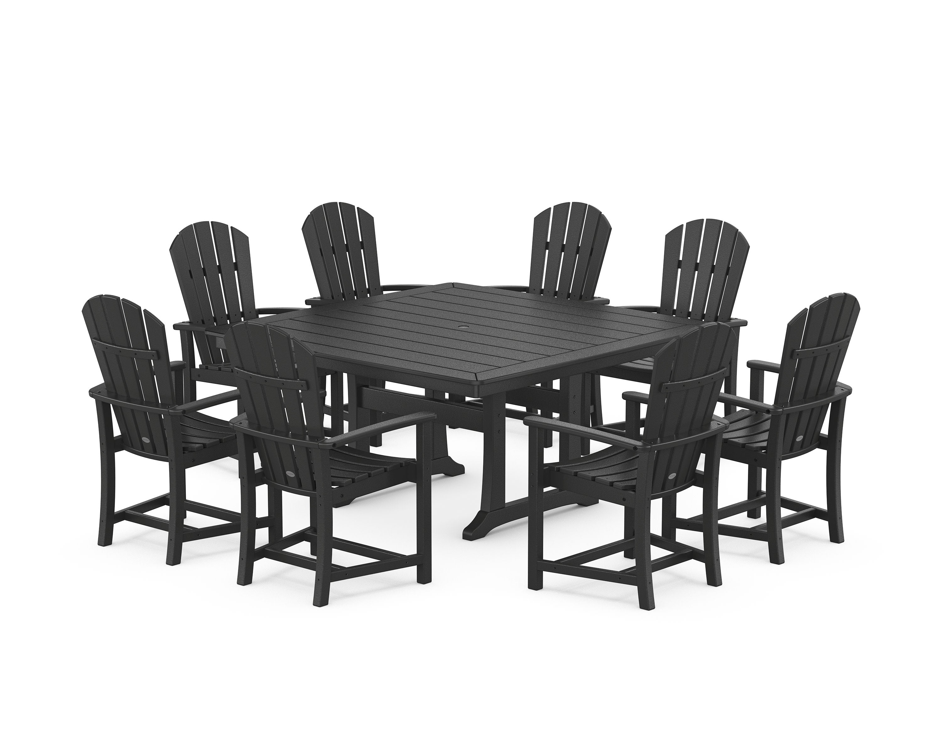 Palm Coast 9-Piece Square Dining Set with Trestle Legs in Black