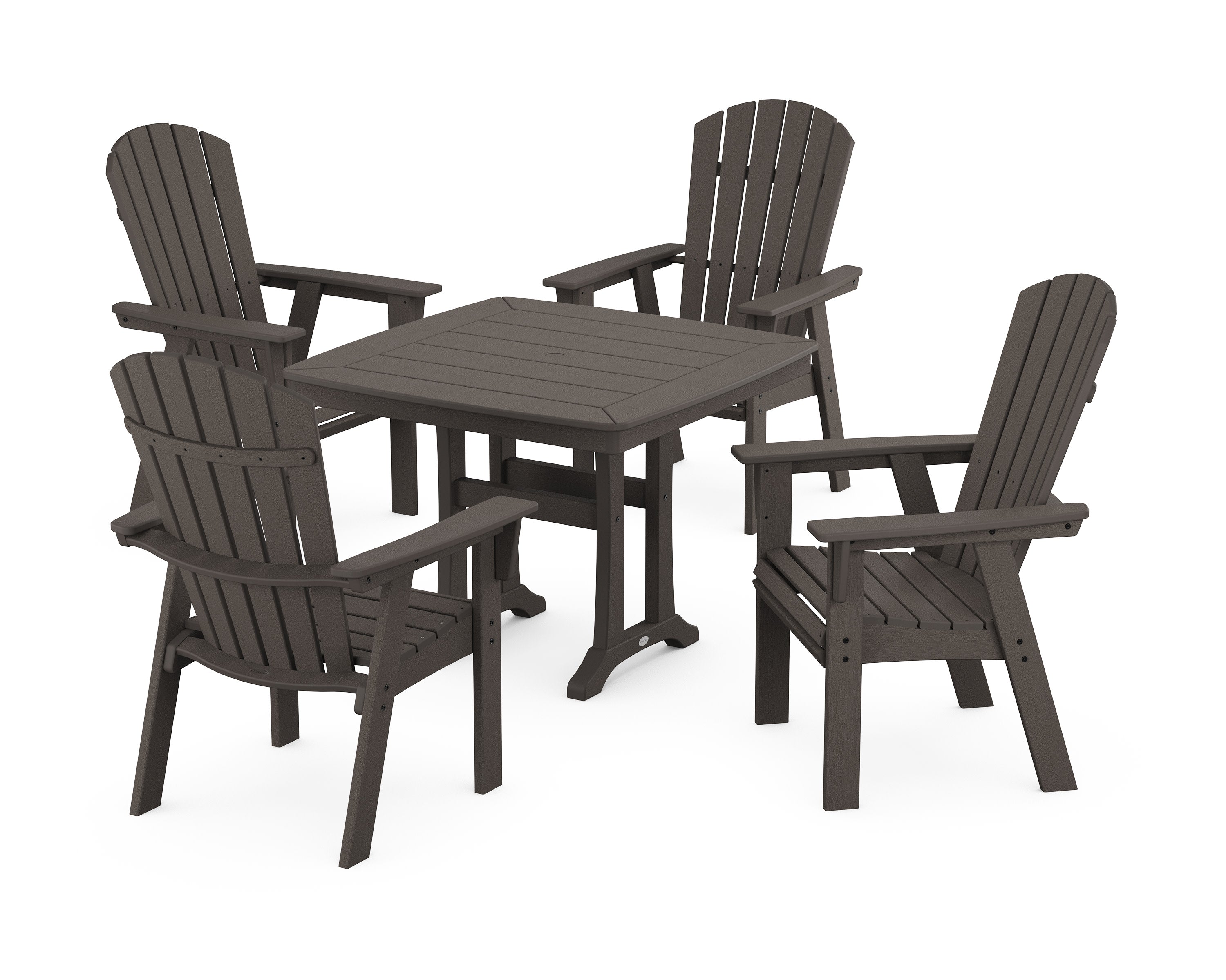 Nautical Adirondack 5-Piece Dining Set with Trestle Legs in Vintage Coffee