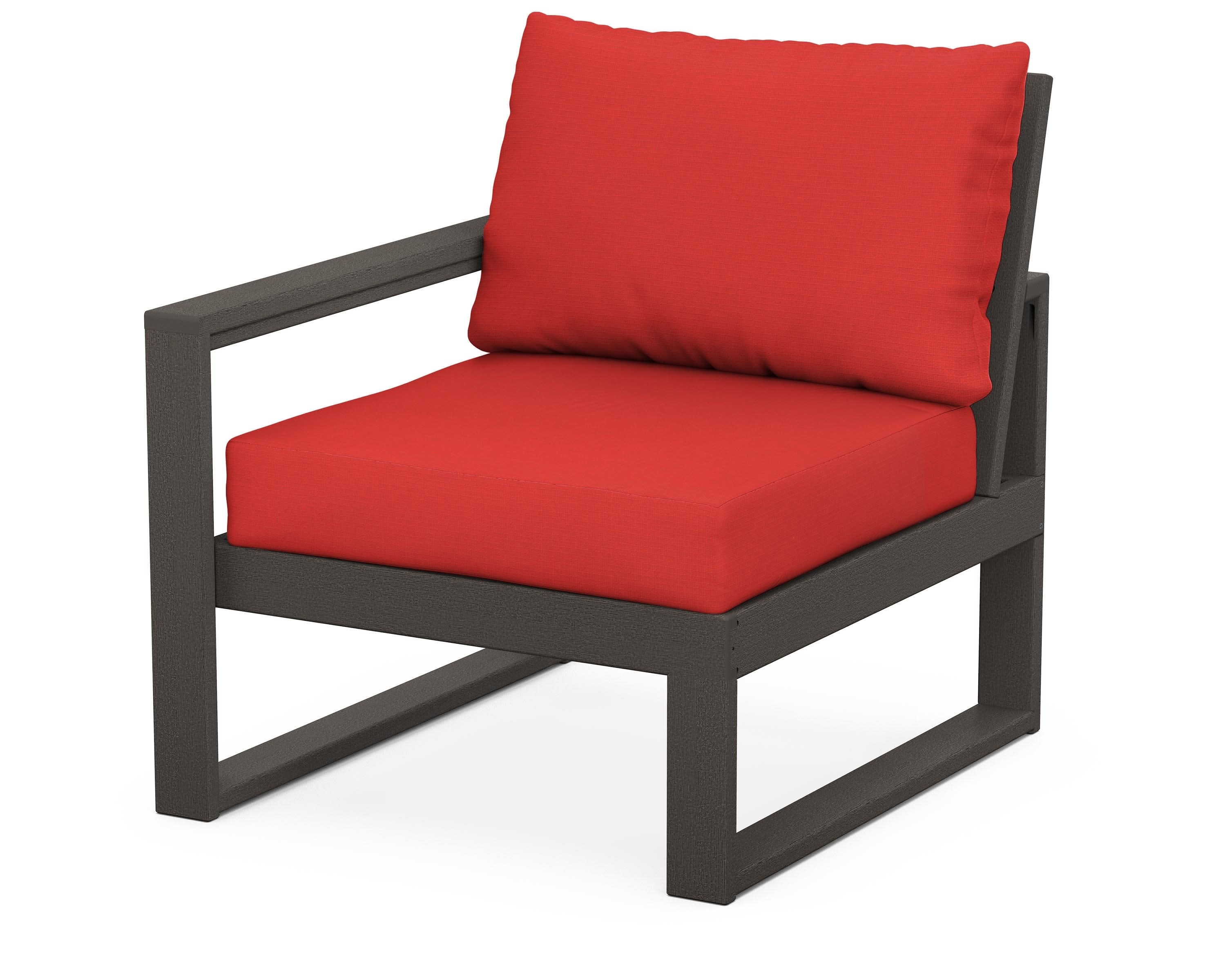 EDGE Modular Left Arm Chair in Vintage Coffee / Crimson Linen