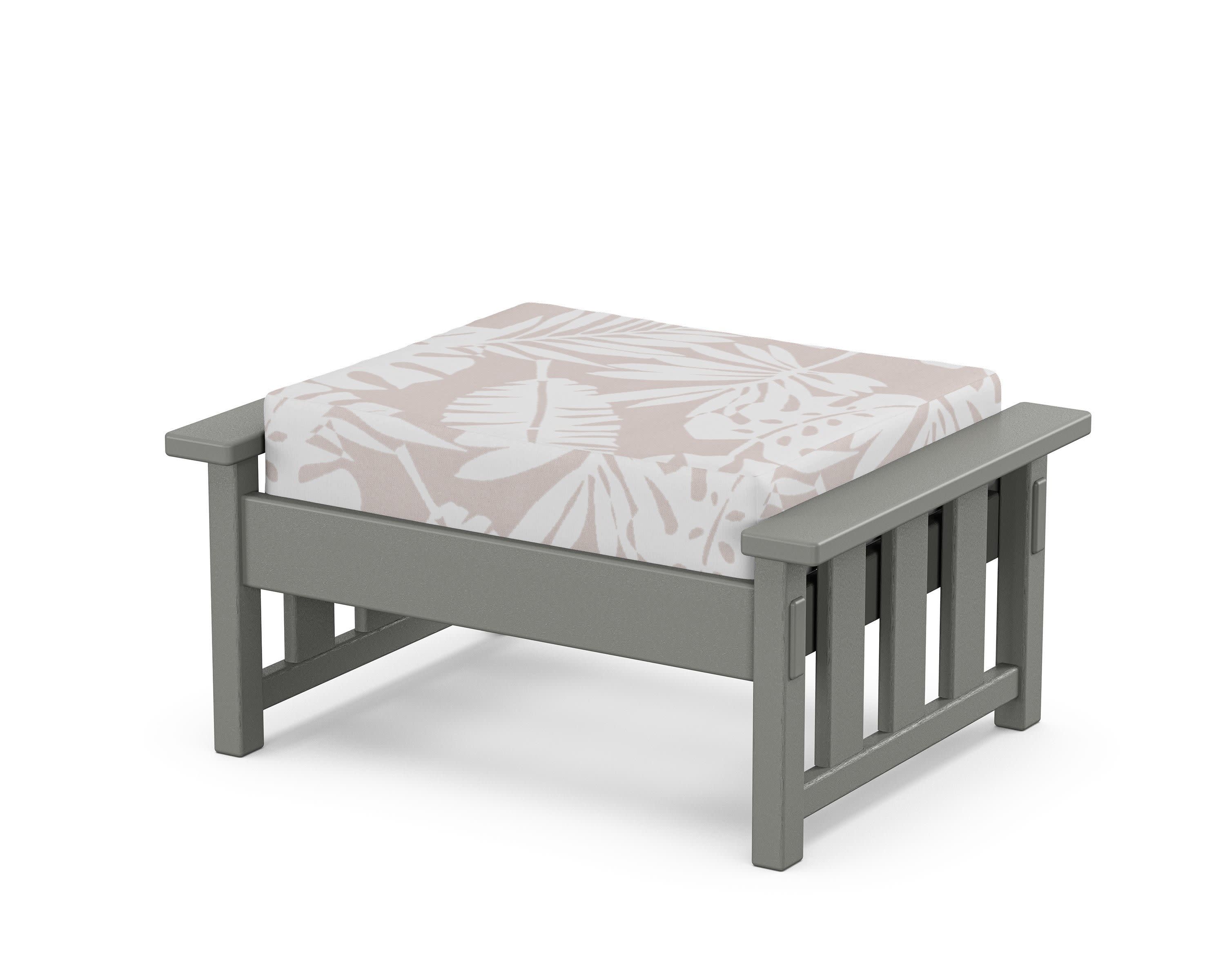 Acadia Deep Seating Ottoman in Slate Grey / Leaf Dune Burlap