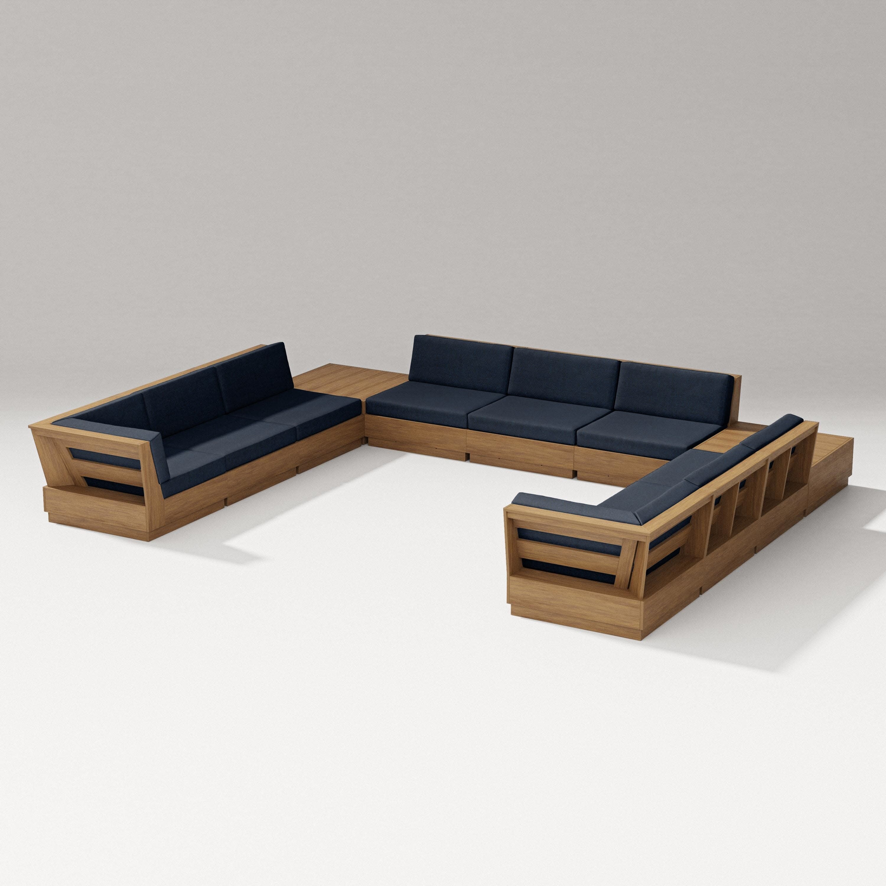 Elevate 11-Piece U-Shaped Sofa Sectional in Natural / Marine Indigo