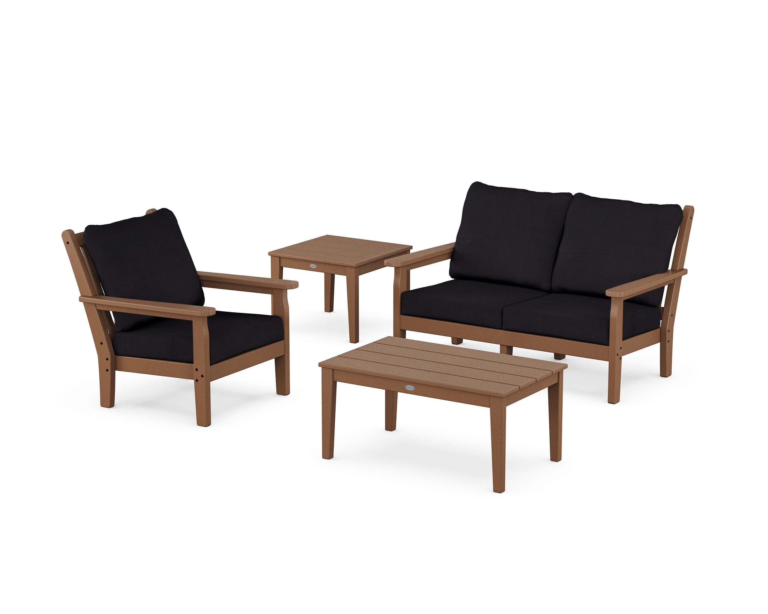 Chippendale 4-Piece Deep Seating Set in Teak / Midnight Linen