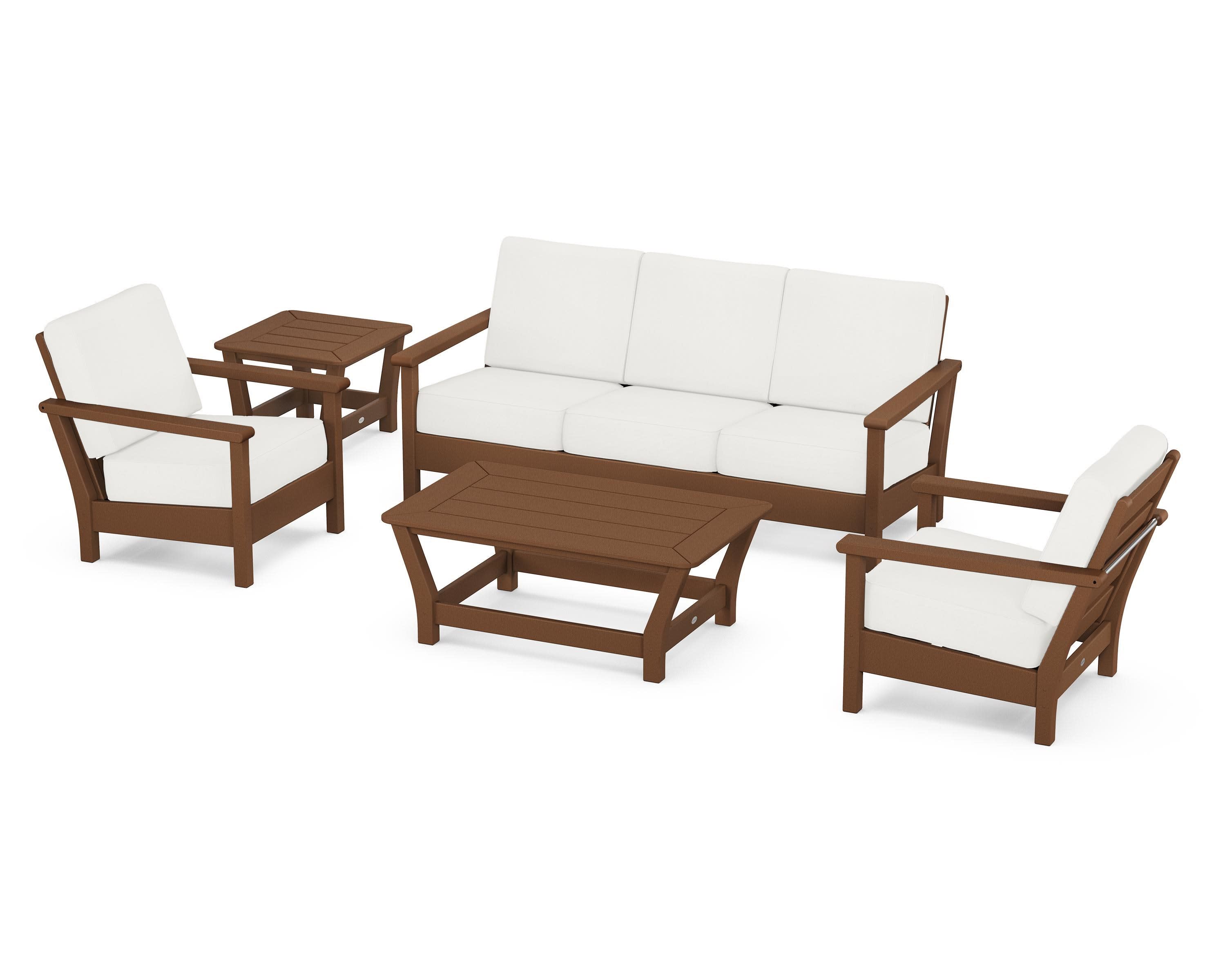 Harbour 5-Piece Deep Seating Set in Teak / Natural Linen