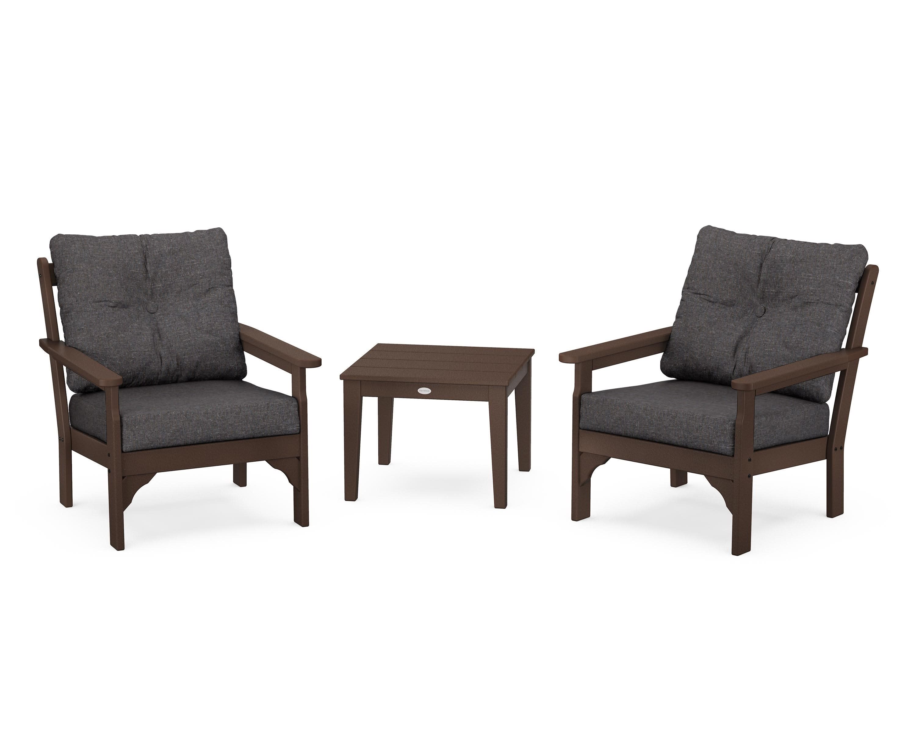 Vineyard 3-Piece Deep Seating Set in Mahogany / Ash Charcoal