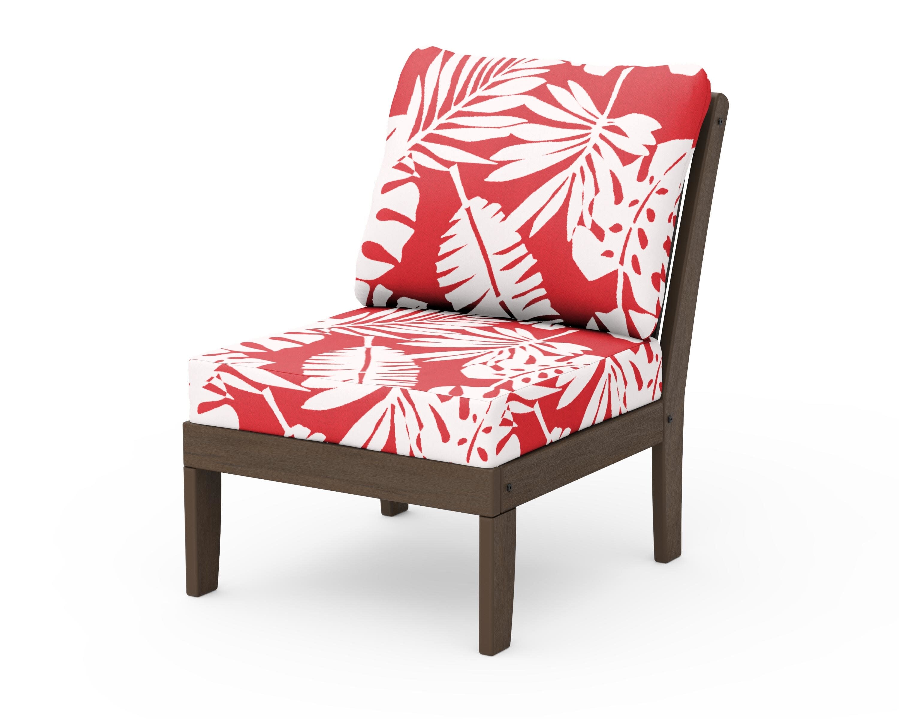 Braxton Modular Armless Chair in Kona / Leaf Crimson