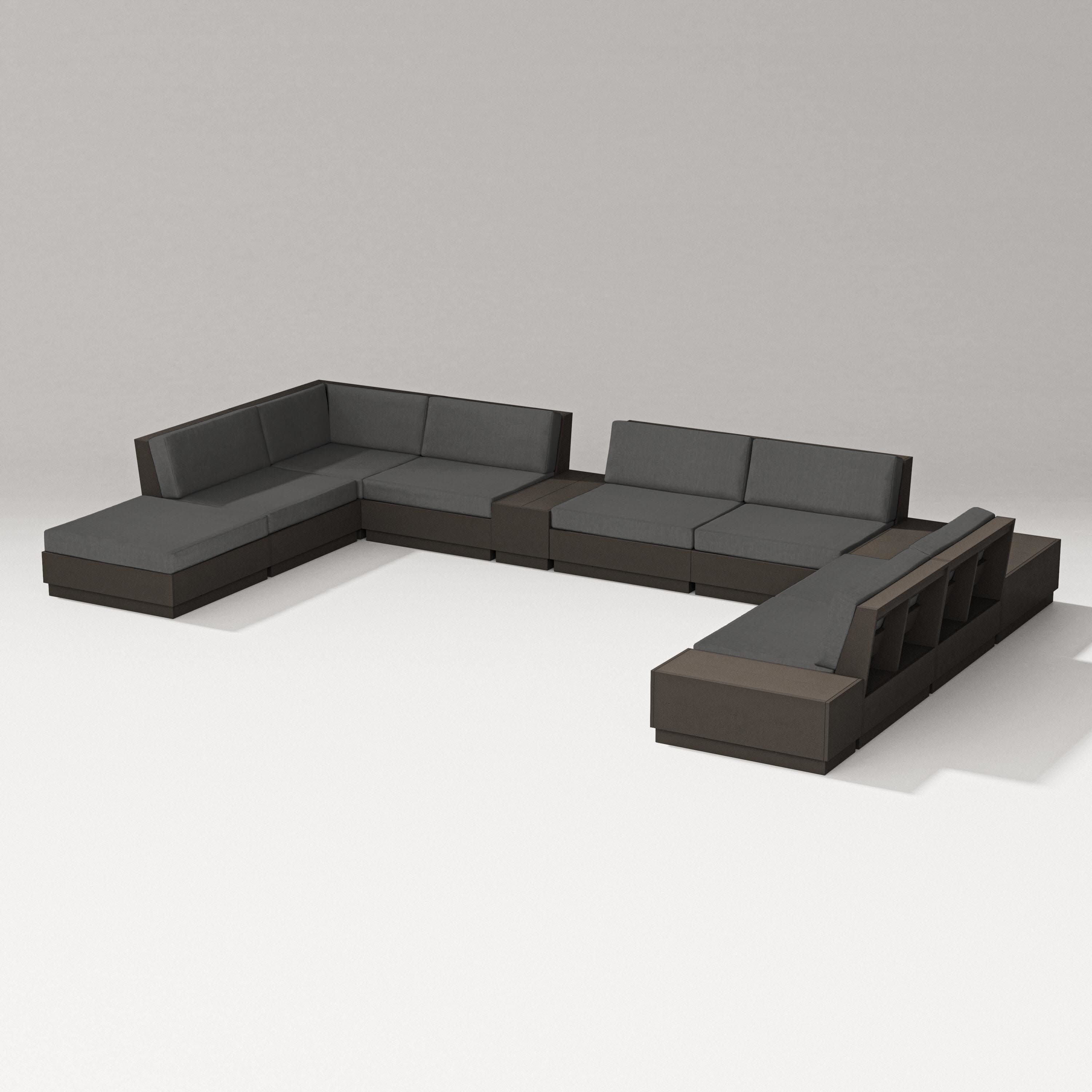Elevate 11-Piece Conversation Sectional Set in Vintage Coffee / Spectrum Carbon