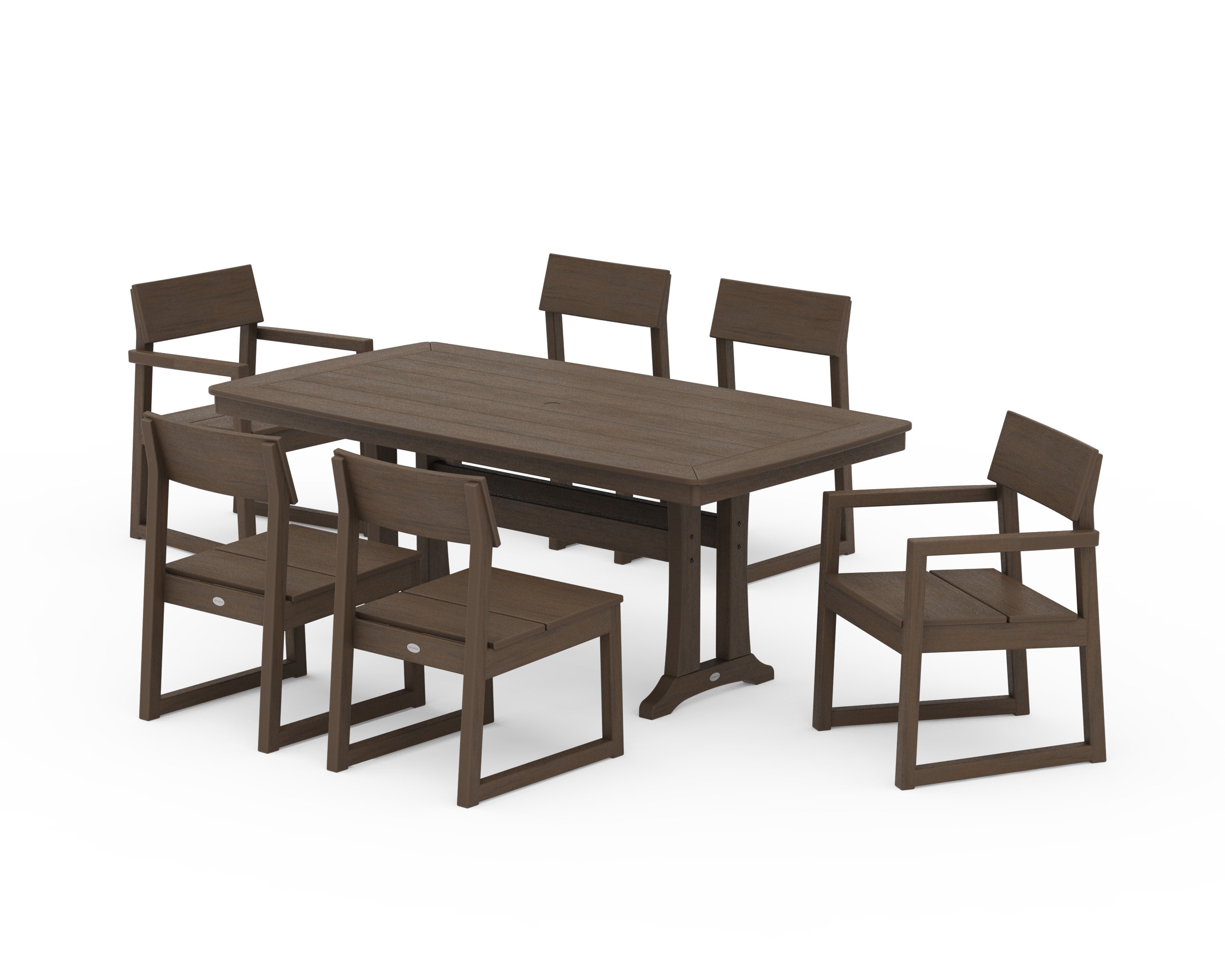 EDGE 7-Piece Dining Set with Trestle Legs in Kona