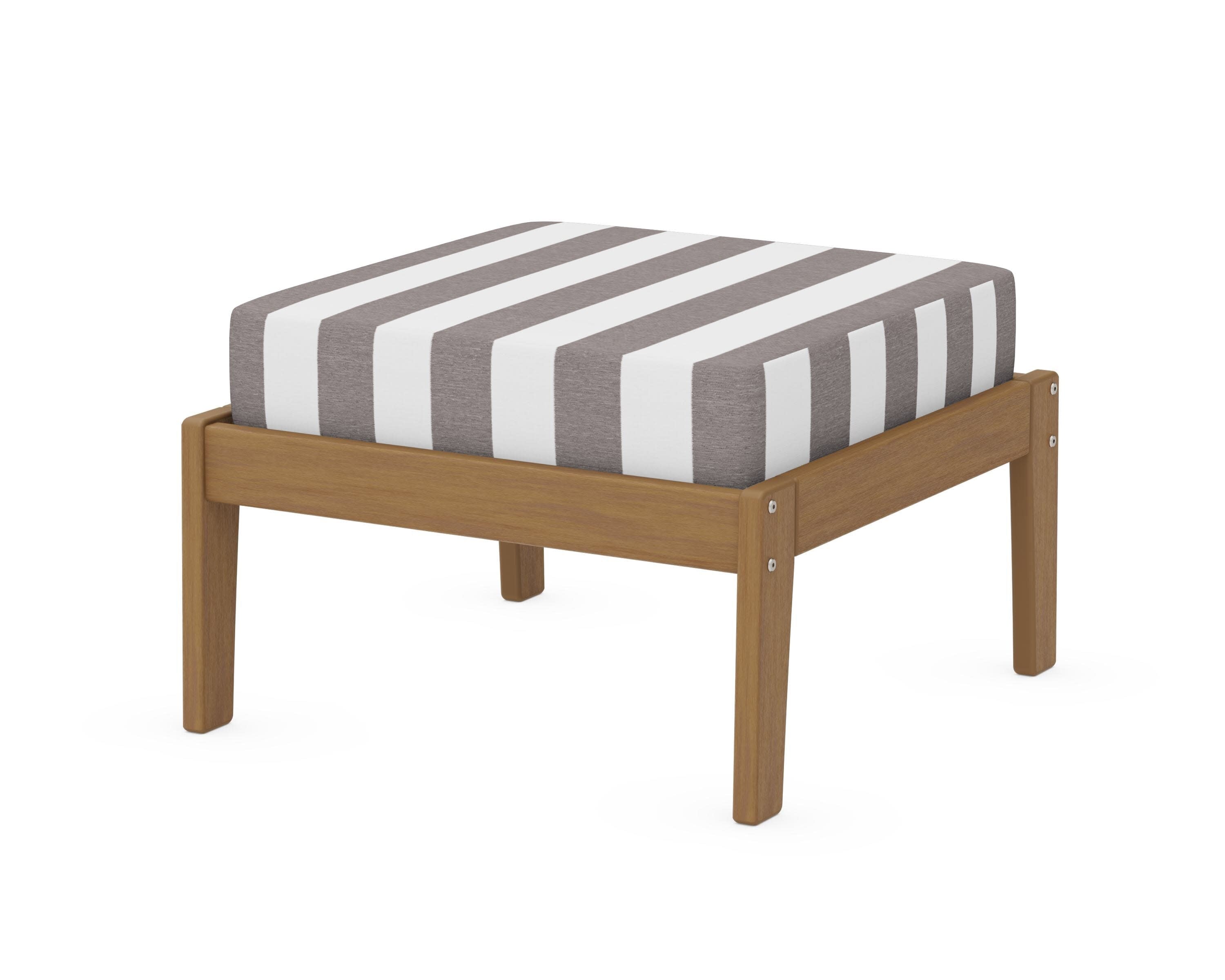 Deep Seating Ottoman in Natural / Cabana Stripe Grey Mist