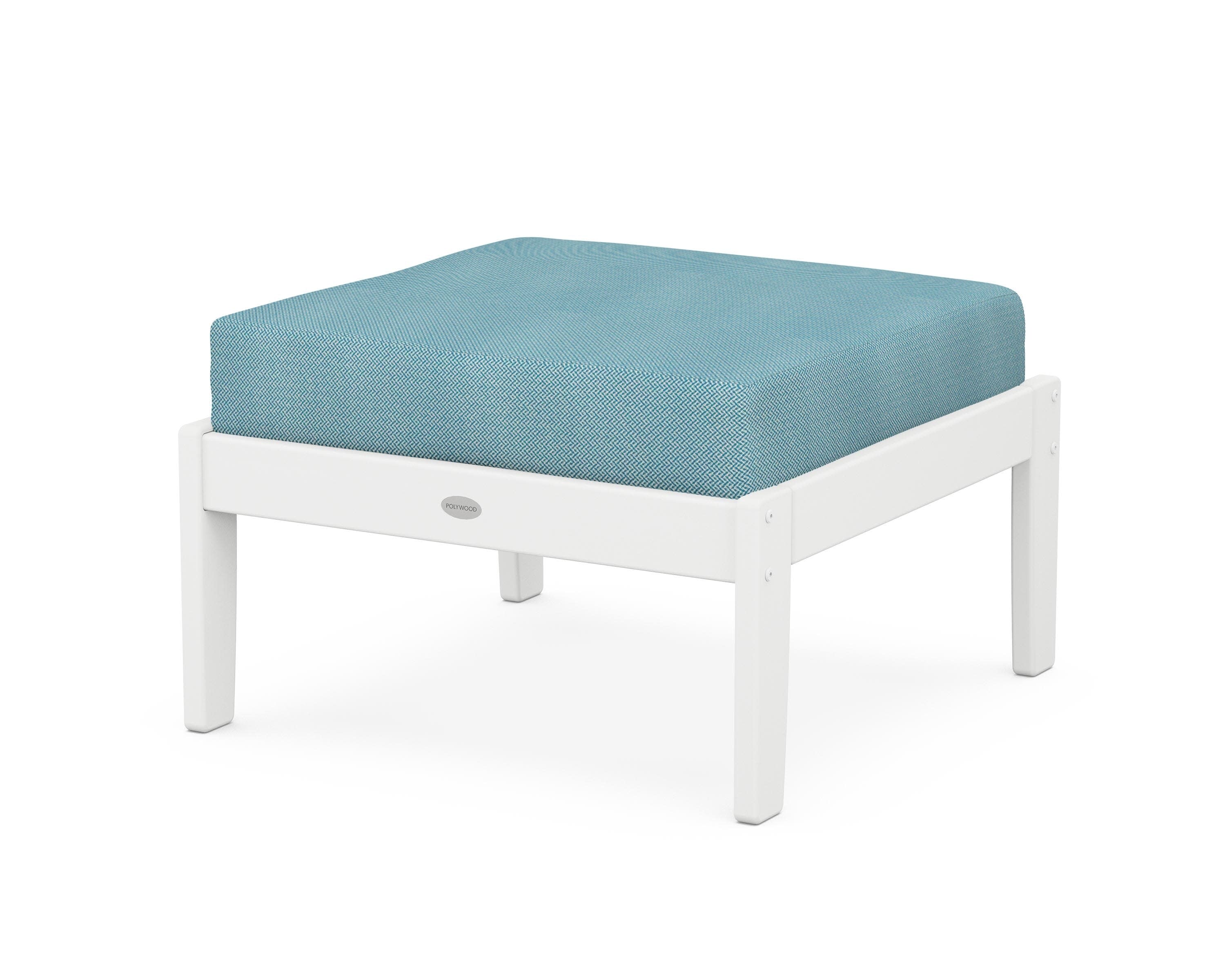 Braxton Deep Seating Ottoman in White / Lattice Sky Blue